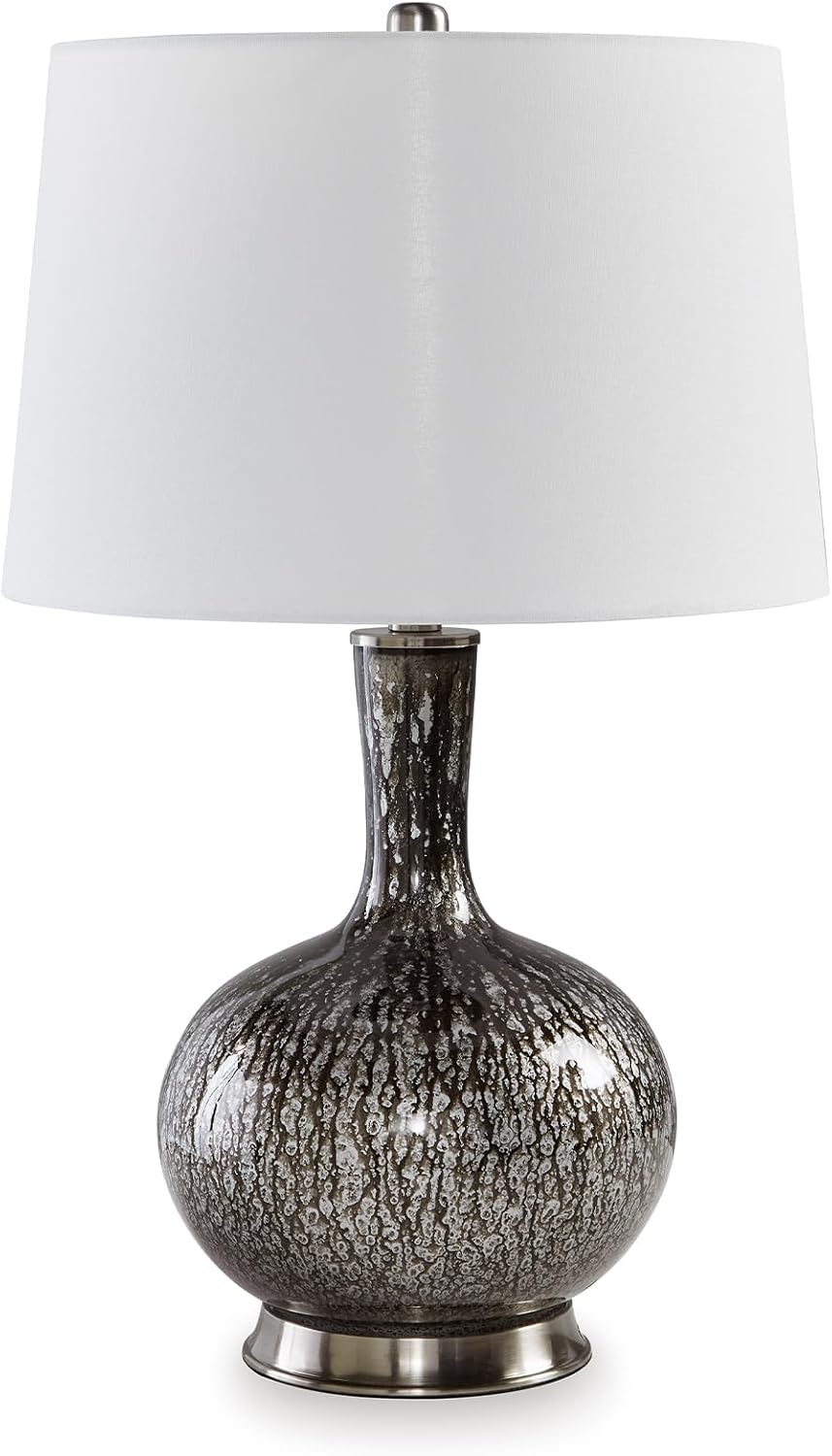 Signature Design by Ashley Tenslow Traditional 26.25 Inch Glass Table Lamp, Antique Black