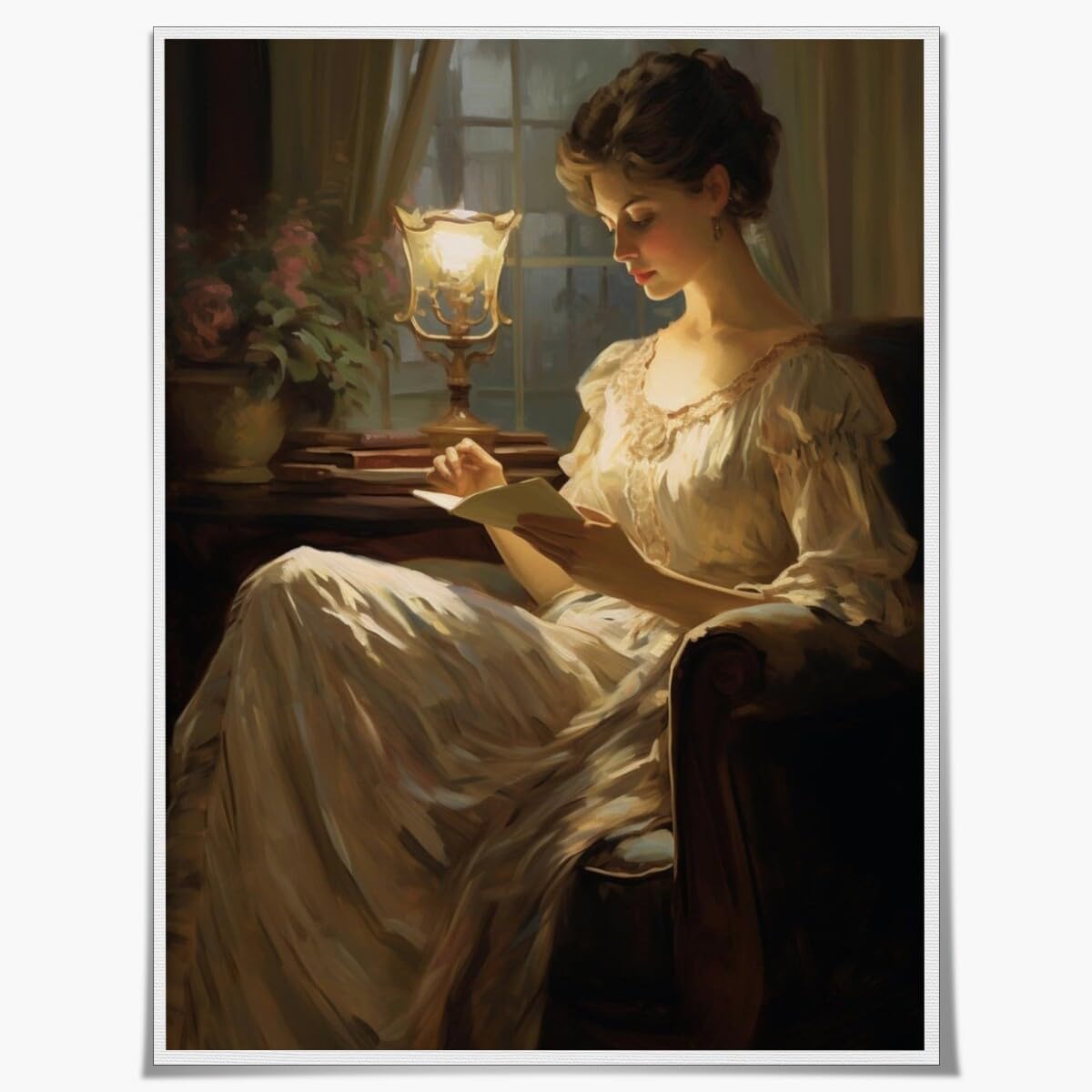 Heltrappe Retro Female Portrait Reading Poster Victorian Wall Art Dark Academia library wall decor Vintage Antique Print for Office Bedroom Living Room wall decor Unframed12x16inch