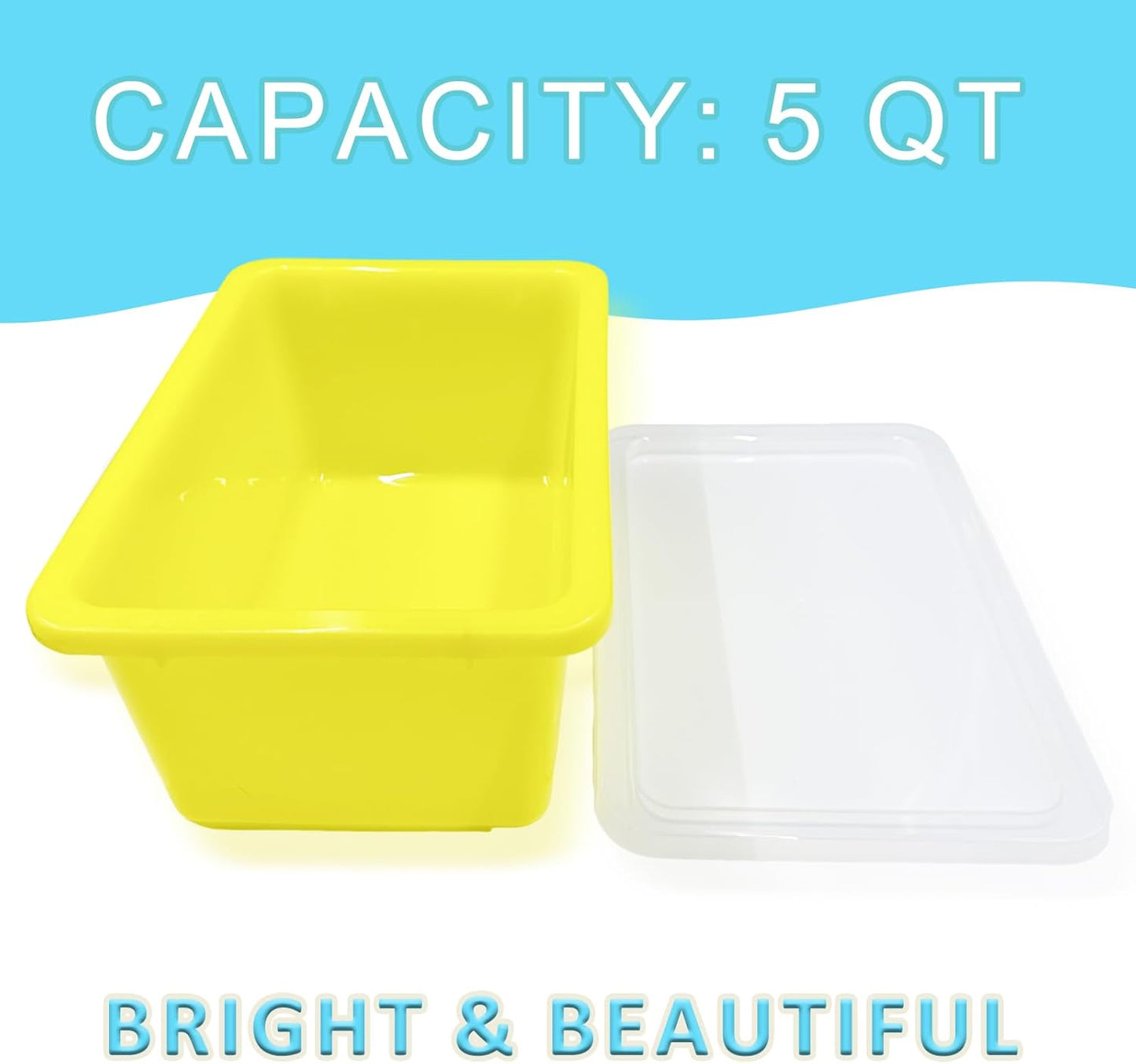 6 Pack Colored Bins with Lids, 5 Qt Plastic Cubby Bins Storage Bins Stackable Toy Bins Organizer for Classroom, Home
