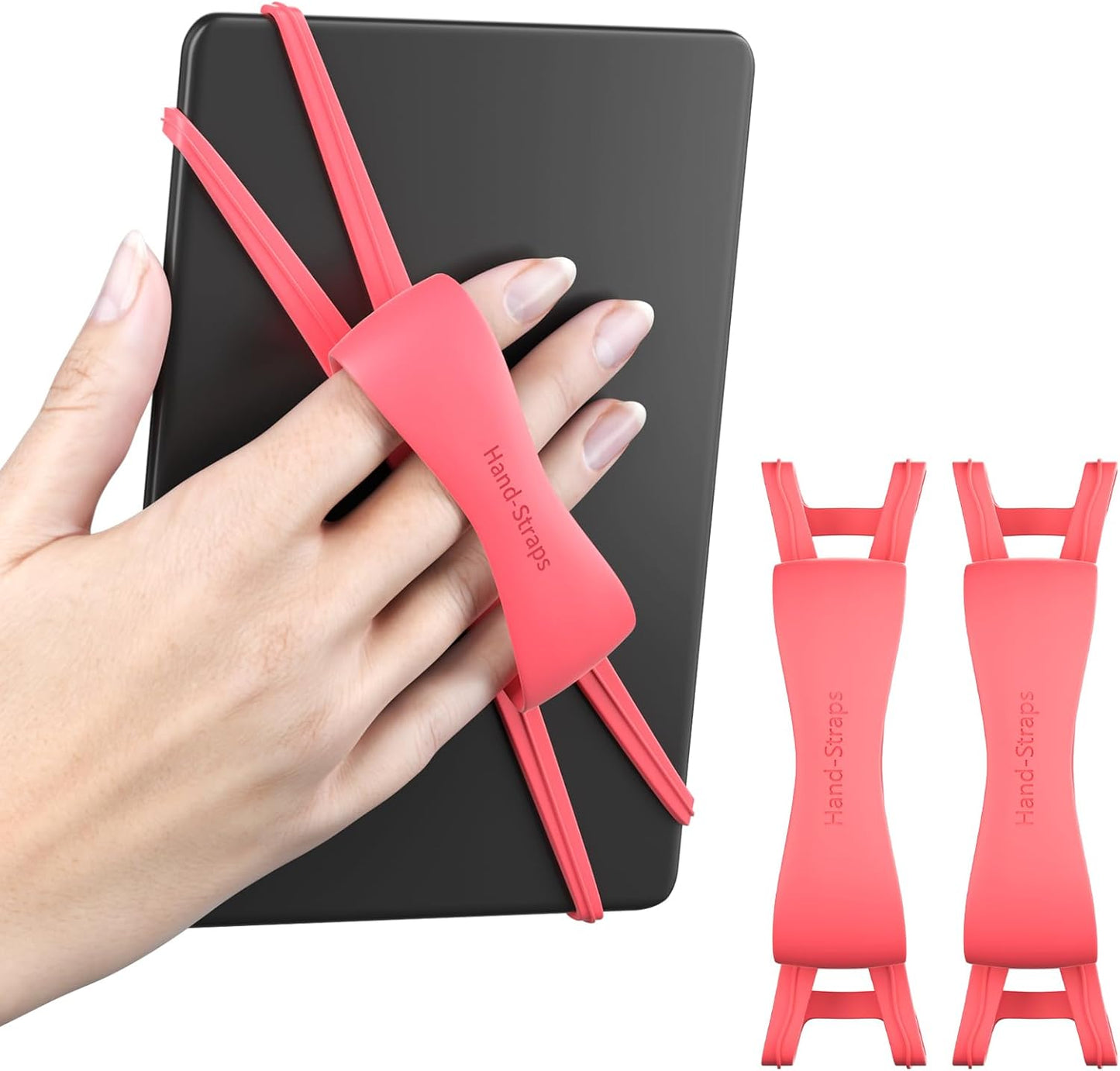 2 Pack Comfortable Hand Strap for Kindle and Tablets, Kindle Accessories for Reading in Bed, Secure and Lightweight Grip Holder for 4.7-8" Tablet/Paperwhite/Kobo/Oasis/E-Book/Phone (Pink)