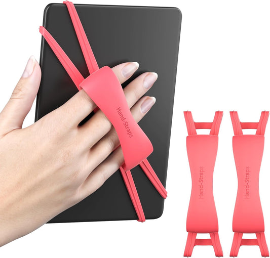 2 Pack Comfortable Hand Strap for Kindle and Tablets, Kindle Accessories for Reading in Bed, Secure and Lightweight Grip Holder for 4.7-8" Tablet/Paperwhite/Kobo/Oasis/E-Book/Phone (Pink)