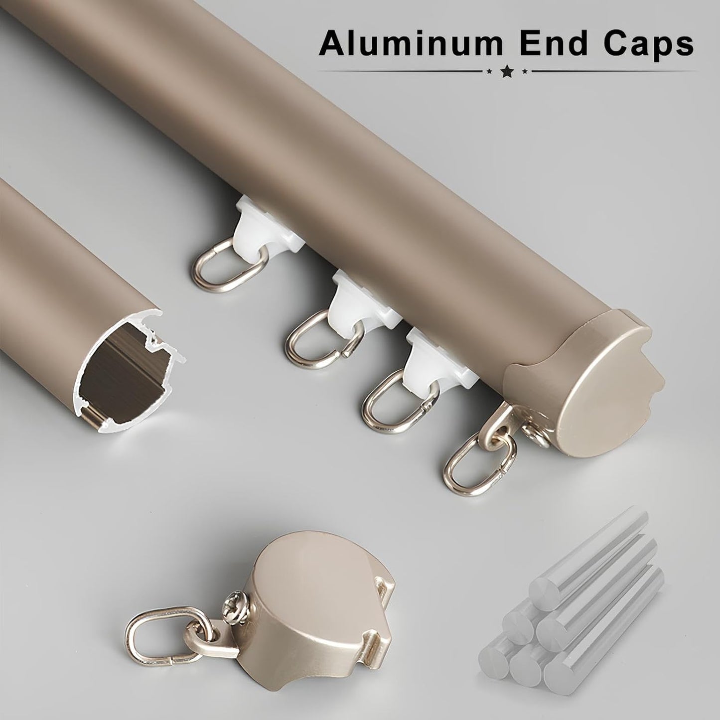 Customizable Heavy Duty Window Curtain Rods 2-19.7 FT, Durable Round Curtain Poles for Room Divider, Living Room & Bedroom (Bronze, 13.12ft/4x3.28ft)