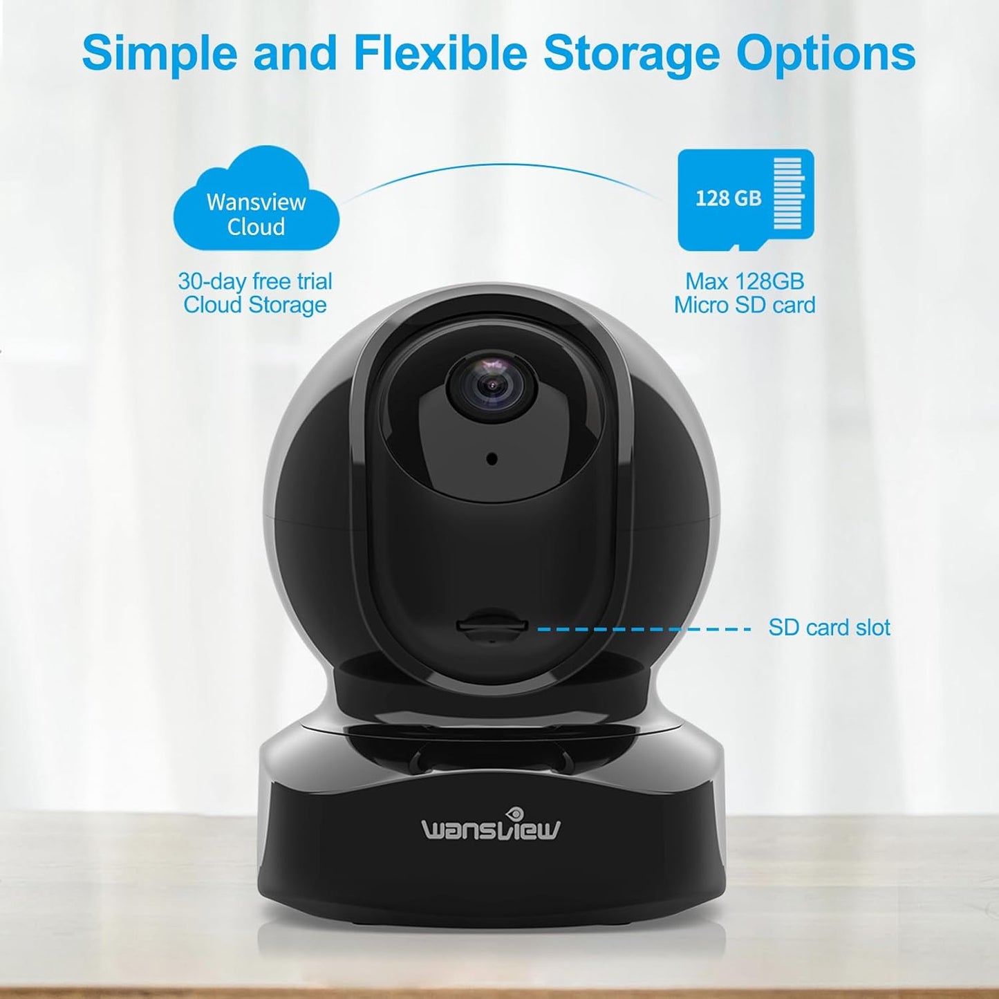 Wireless Security Camera, IP Camera 1080P HD Wansview, WiFi Home Indoor Camera for Baby/Pet/Nanny, Motion Detection, 2 Way Audio Night Vision, Compatible with Alexa, with TF Card Slot and Cloud