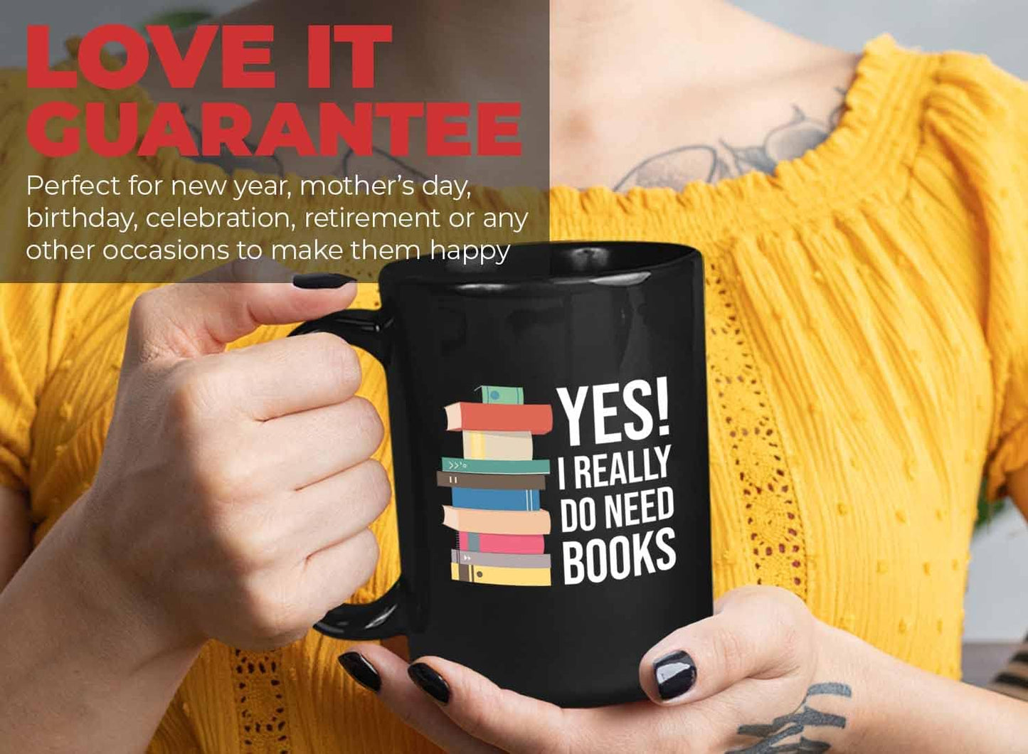 Bubble Hugs Writer Coffee Mug 15oz Black - Yes I Really Do Need All These Books - Reading Book Lover for Bookworm Bibliophile Librarians Author Readers Bookish