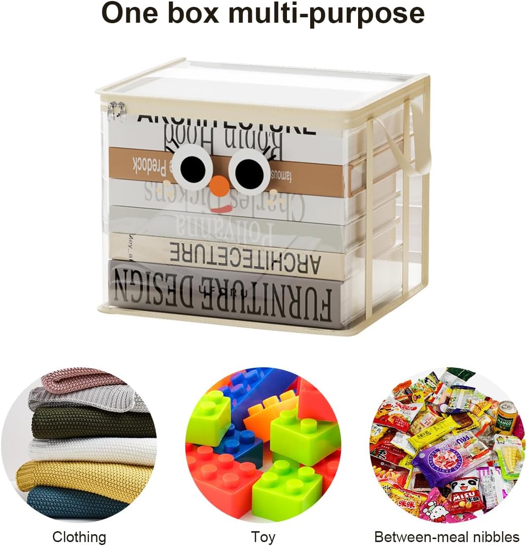 Storage Bags for Book, Transparent Clothes Storage Bag with Zipper, Waterproof Organizer Bags, Clear Plastic Holders with Carrying Handles, for Books, CDs, Clothes, Toys(3 Pcs)