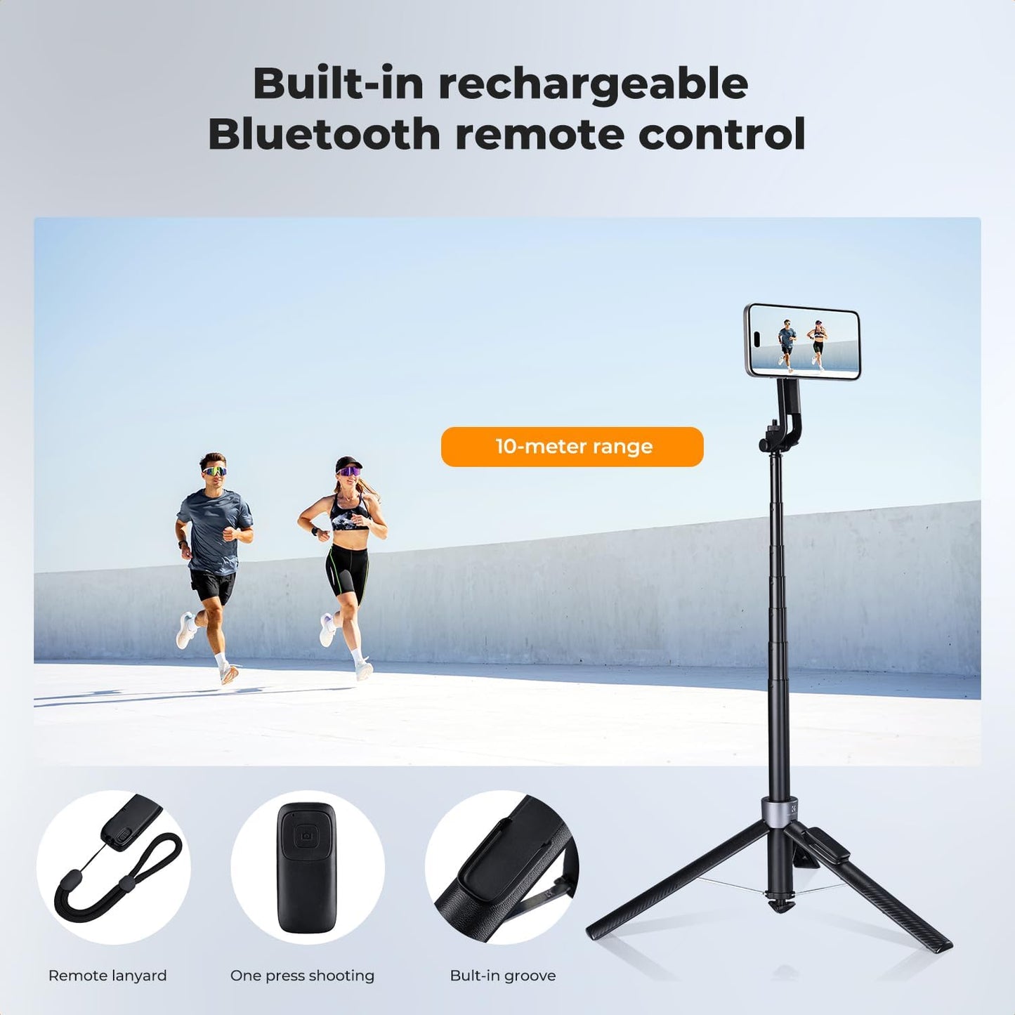 K&F CONCEPT Popod 72" Phone Tripod, 3-in-1 Clip & Magnetic Selfie Stick with Remote, Automatic Phone Tripod Stand, Compatible with iPhone 17-12 Series Pocket 3 Android Phones 1/4" Screw Accessories
