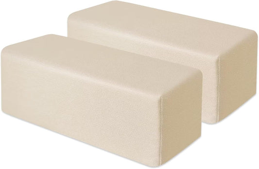 2 Pack Couch Arm Rest Pillow 6''x6''x20'' Faux Leatharie Armrest Cushion, High Density Foam Pillows, Removable & Washable Headboard Elbow Support for Armchair Sofa Bed, Beige