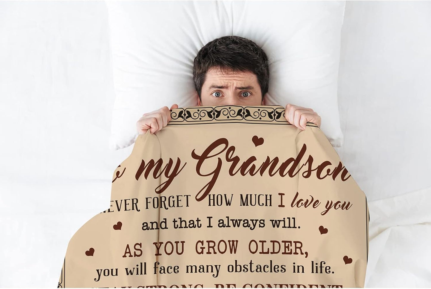 Grandson Gifts Blanket, Grandsons Gift from Grandma, Grandson Gifts from Grandma/Grandpa, Grandson Birthday Gift, Graduation Party Gift Ideas Decor Throw Blankets 60"X50"