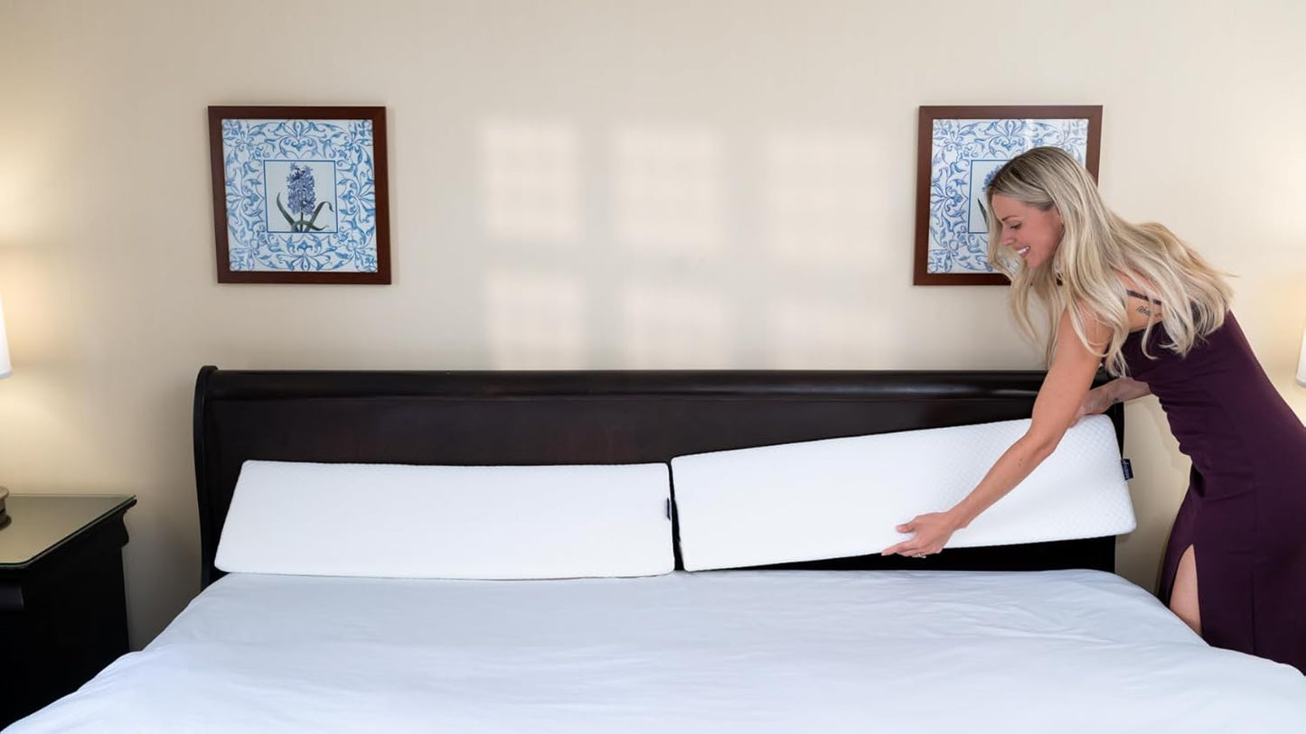 Bed Wedge Pillow Set for Headboard Gap Up to 7", Triangle Gap Filler for Bed, Mattress Wedge Gap Filler, Headboard Space Filler, Corner Pillow, White Half King 38" (2-pk)