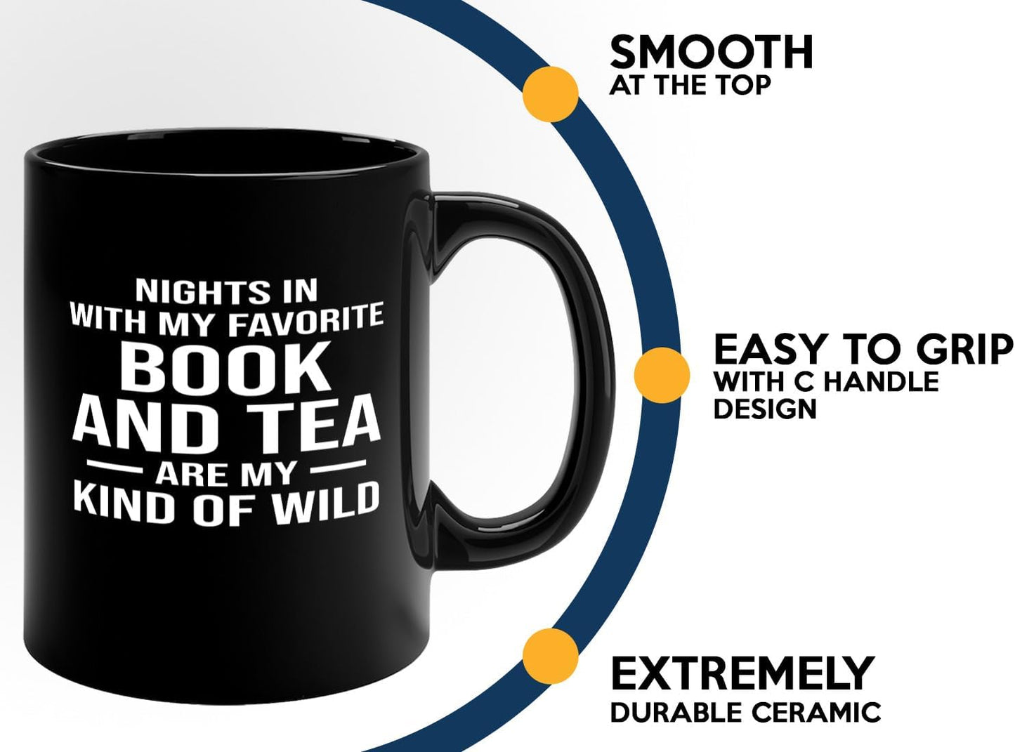 Book Lover Coffee Mug 11oz Black -Book and Tea - Gift For Poets Bookish People Bibliophile Librarian Book Club Reader
