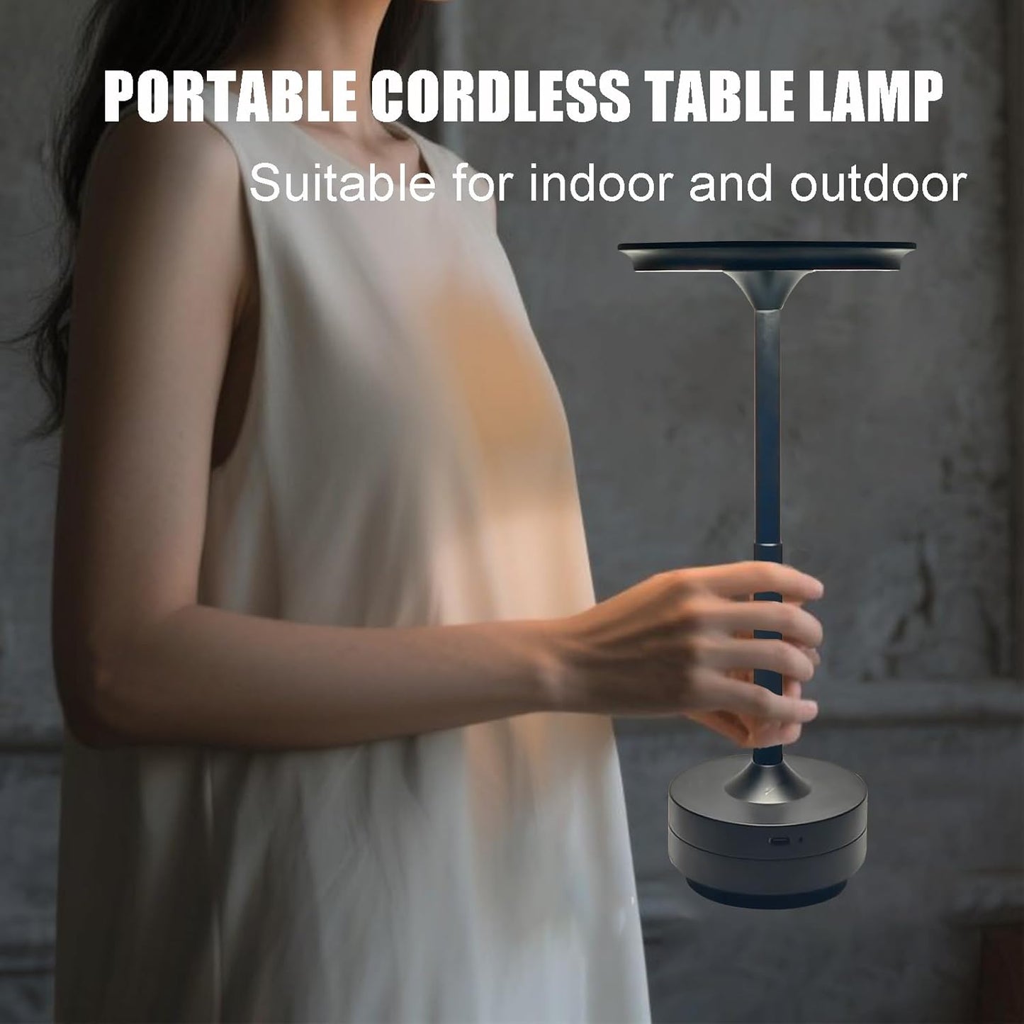 Cordless Rechargeable LED Table Lamp, 11.5 inches Modern Portable Desk Lamps 3 Colors Adjustable Brightness, 2600 mAh Battery Powered Table Light for Bar Restaurant Dining Golden 2Pcs