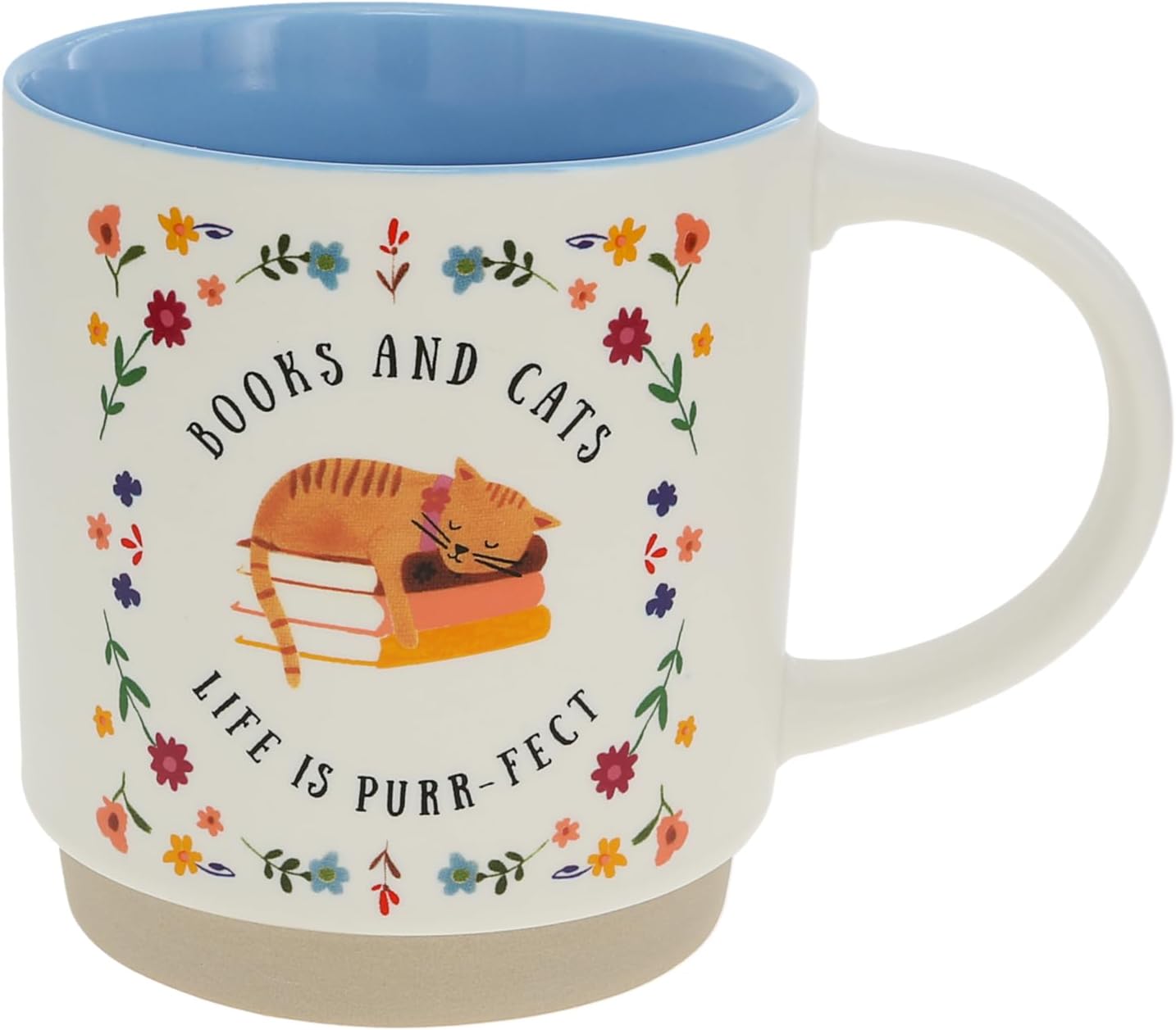 Pavilion Gift Company - Books & Cats - 18 oz Coffee Tea Mug Cat Kitten Feline Cat Lover Cat Parent Cat Mom Cat Dad Books Reading Reader Book Lover Kitchenware Drinkware