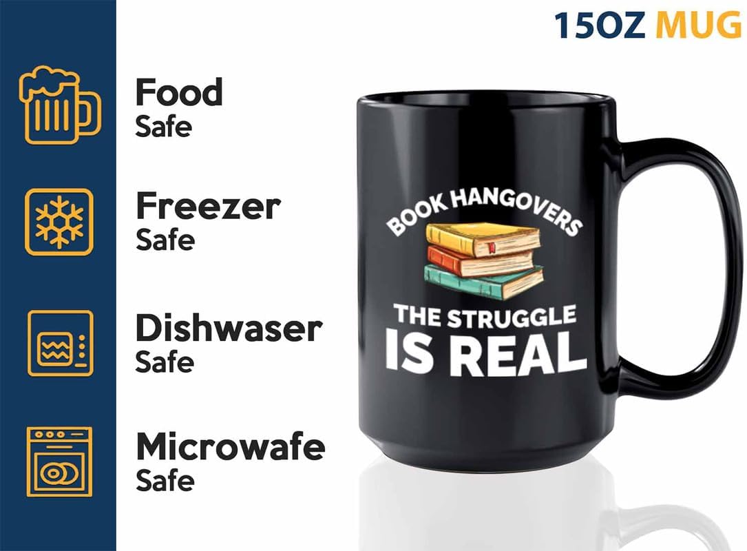 Book Lover Coffee Mug 15oz Black - The struggle is real - Gift For Poets Bookish People Bibliophile Librarian Book Club Reader