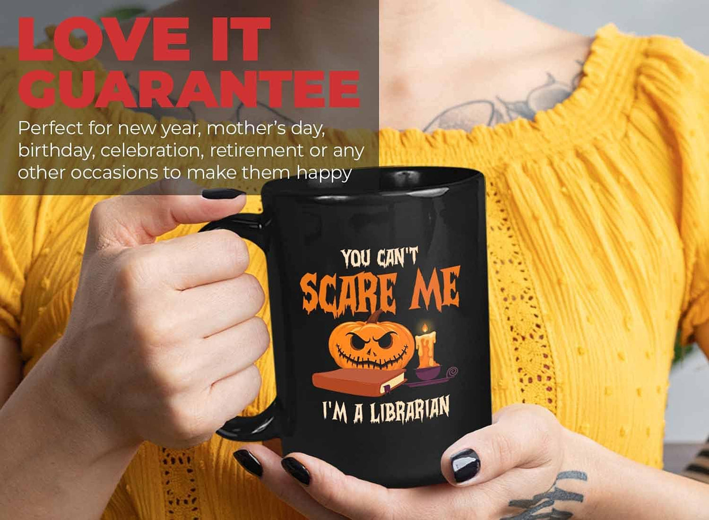 Bubble Hugs You Can't Scare Me Mug Black 15 Oz - Funny Reading Book Lovers Literary librarian Halloween Reader - Hellowin, October, Costume, Cospla Horror, Ancient, Festival, Holida Decoration Ideas,