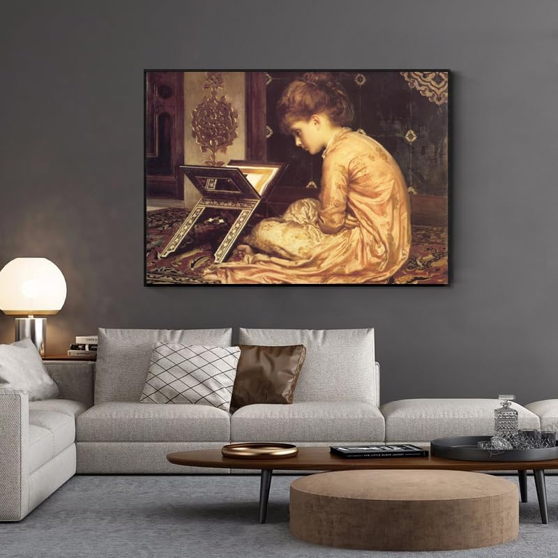 Frederic Leighton Study At A Reading Desk Poster Retro Character Poster Historical And Cultural Illustration Modern Home Decor Suitable for Bedroom Living Room Office Wall Decor