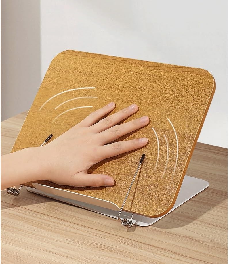 Rotating Woodgrain Reading Stand Learning Multi Functional Elevating Notebook Support