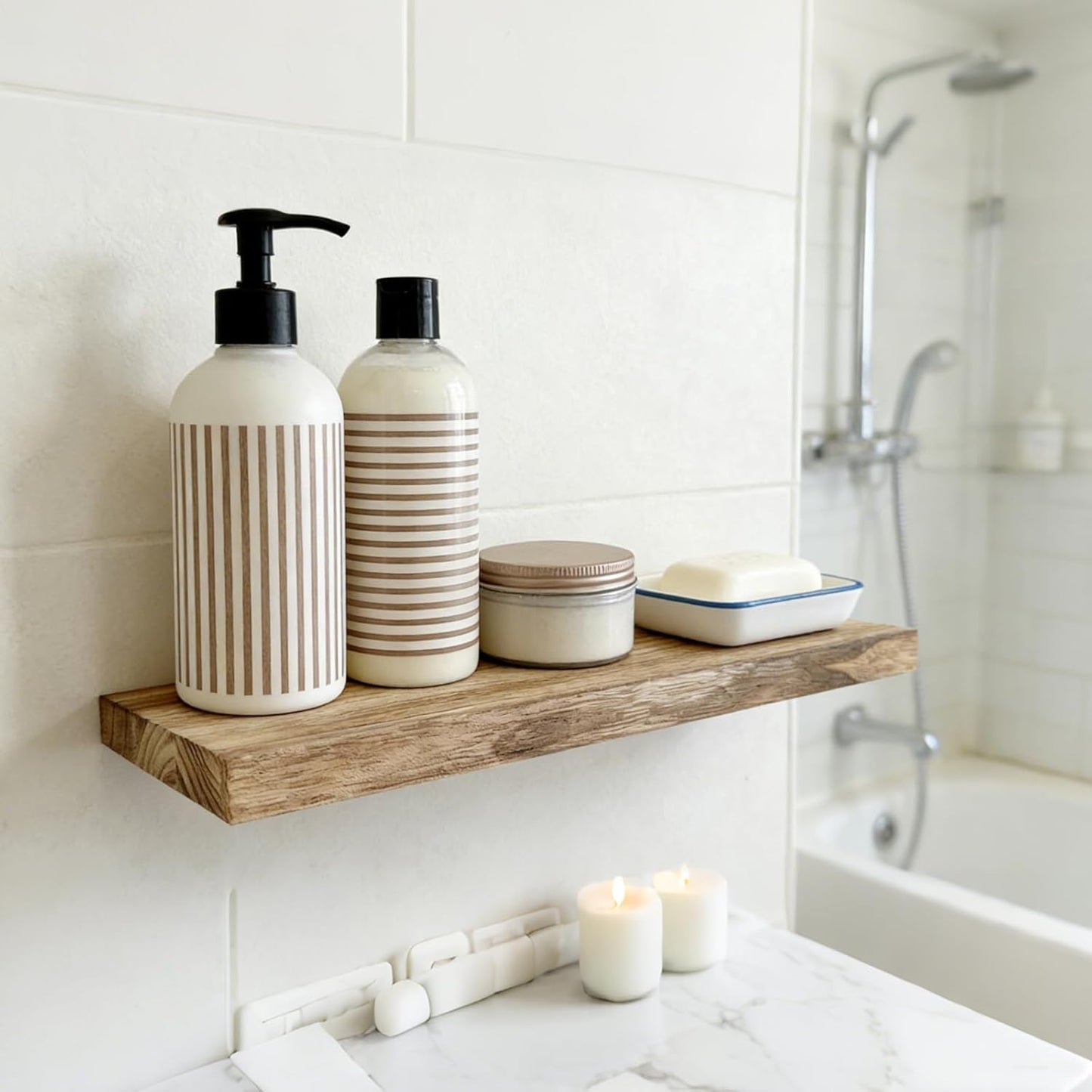Floating Shelves for Wall, Solid Wood Wall Shelves Set of 3, Wall Mounted Floating Shelf with Hidden Brackets, Hanging Wood Shelves for Bedroom Bathroom Kitchen Living Room Storage Display