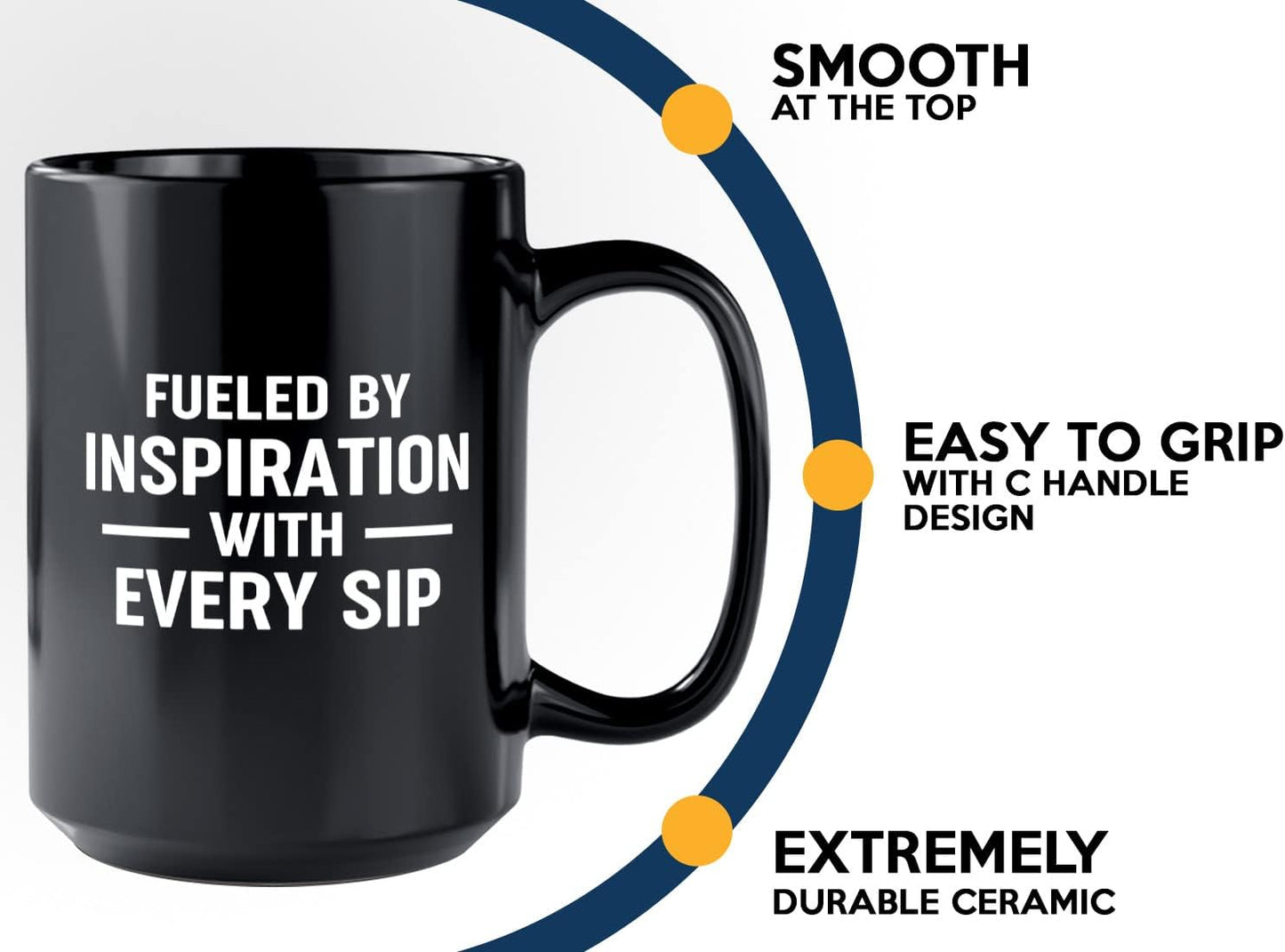 Journalist Coffee Mug 15oz Black -Fueled by Inspiration - Reading Lover Book Club Gift Author Appreciation Writer Journalism Novelist Scriptwriter