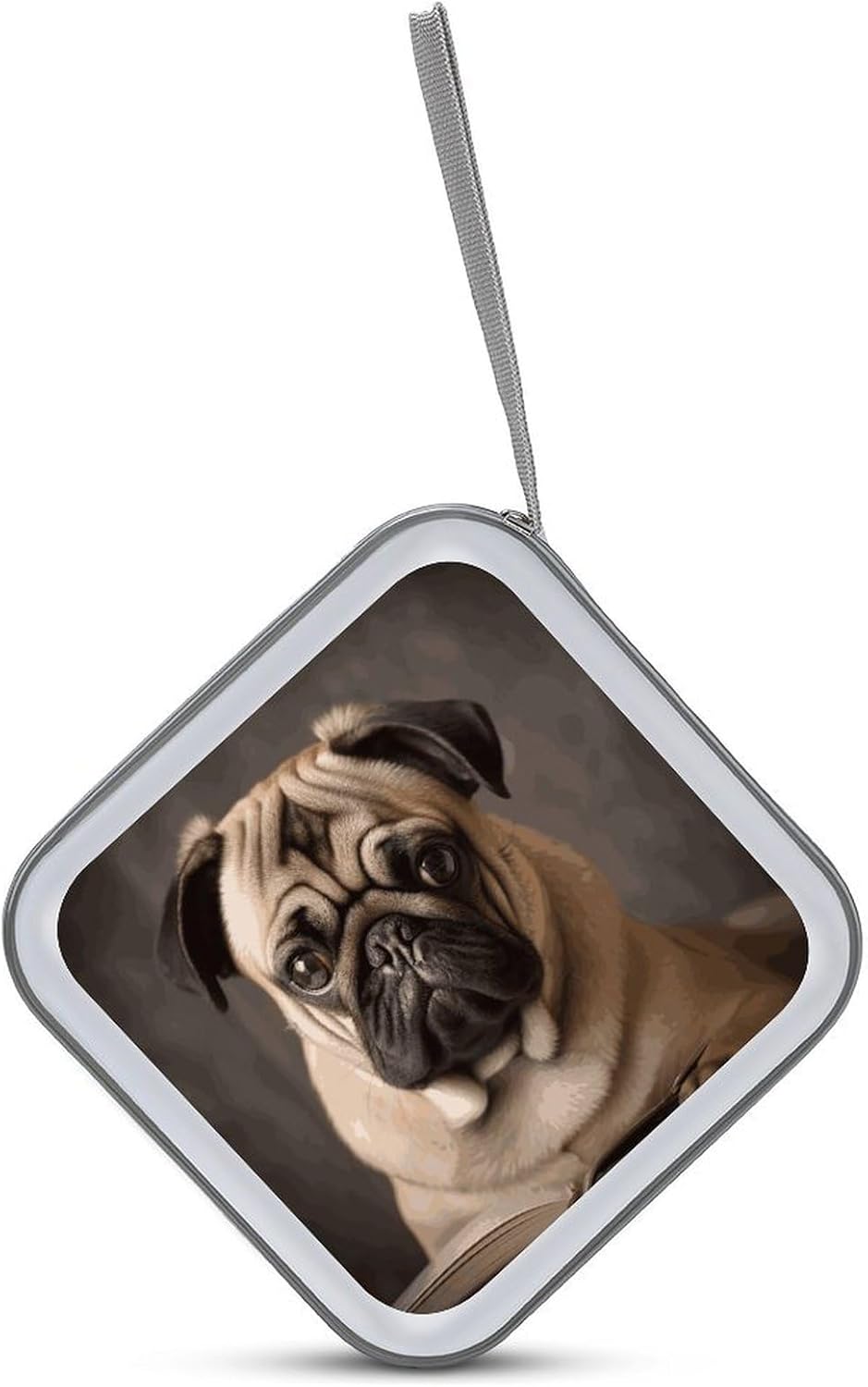 Animal Pug Dog CD Case 40 Capacity Case Zipper CD Collection Bag with Handles Cover DVD Storage Hard Plastic DVD Disc Cases Storage Binder for Car Home Office Travel