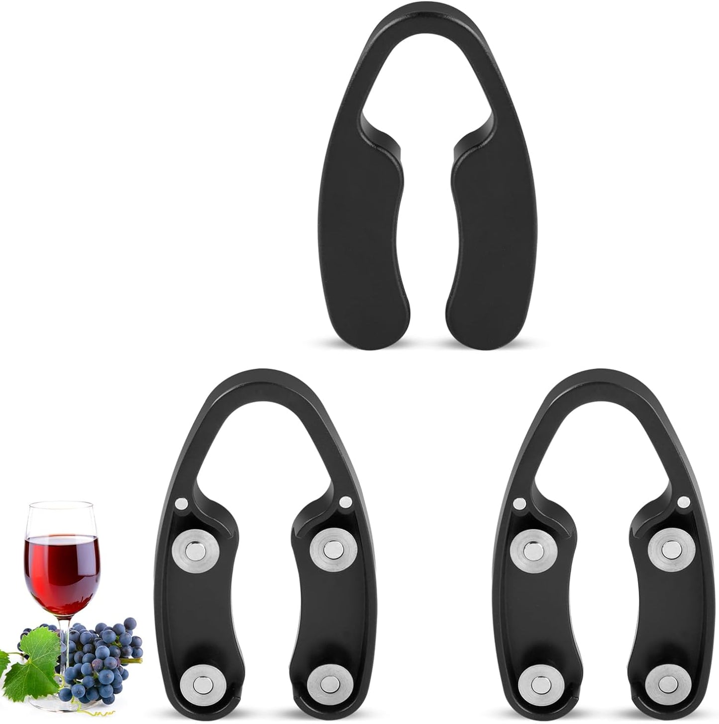 3 PCS Wine Foil Cutter, Foil Cutter for Wine Bottles, Wine Foil Cutter Tool with Magnetic Design and 4 Stainless Steel Blades, Smooth Foil Removal for Home & Bar Use, Gift for Wine Lovers, Black