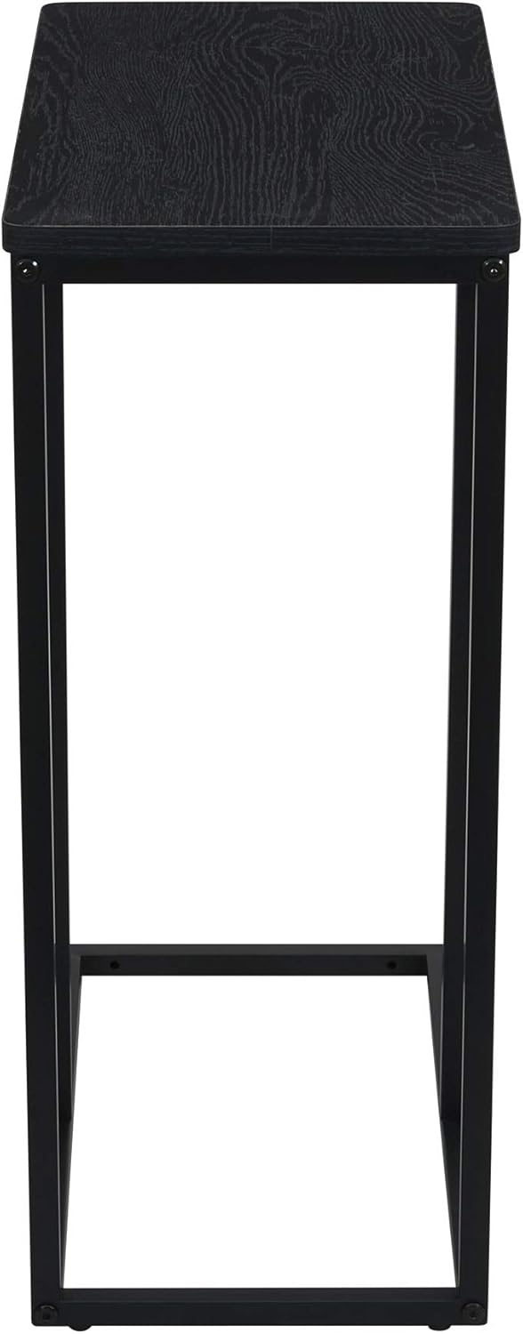Household Essentials Jamestown C-Shaped for Accessibility Side End Table Black Oak Wood Grain and Black Metal