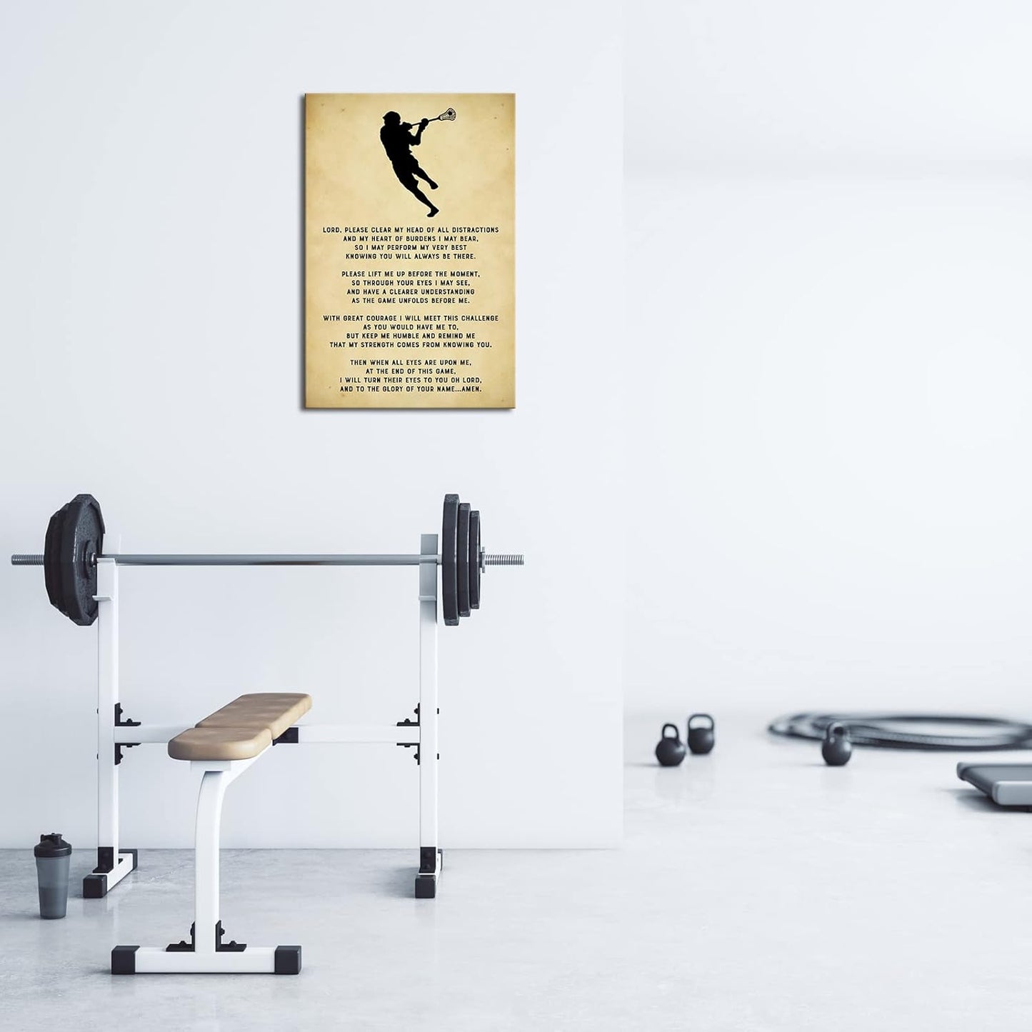 Lords Prayer Wall Art Lacrosse Poster Framed Sports Quotes Wall Decor Vintage Canvas Art Painting Lord Prayer Picture for boy room Framed (12x18inch)