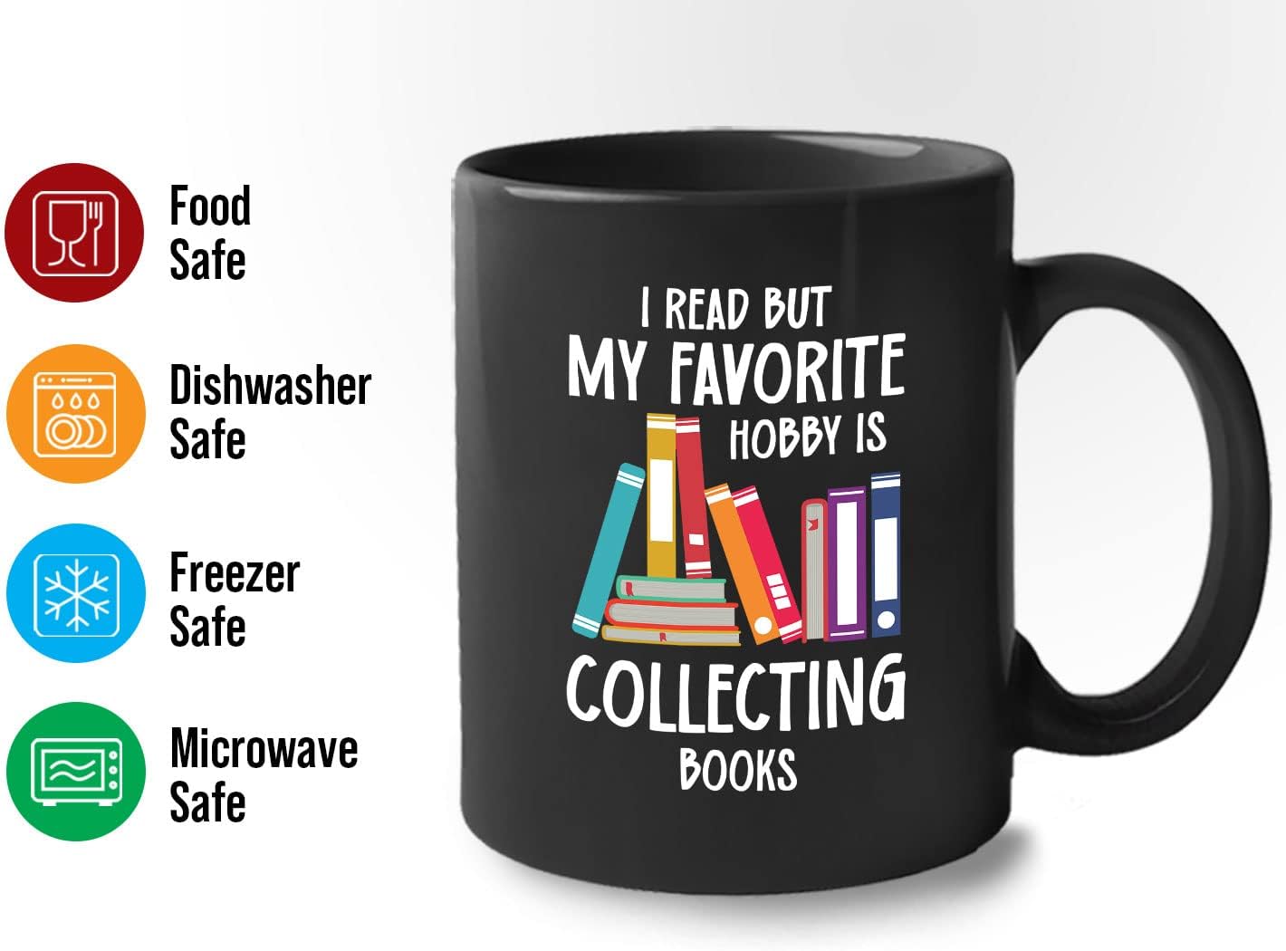 Bubble Hugs Book Lover Coffee Mug 11oz Black - Favorite Hobby Collecting Books - Reading Book Collector Reader Stack of Books Lover Bookish Novelist Librarian Writer
