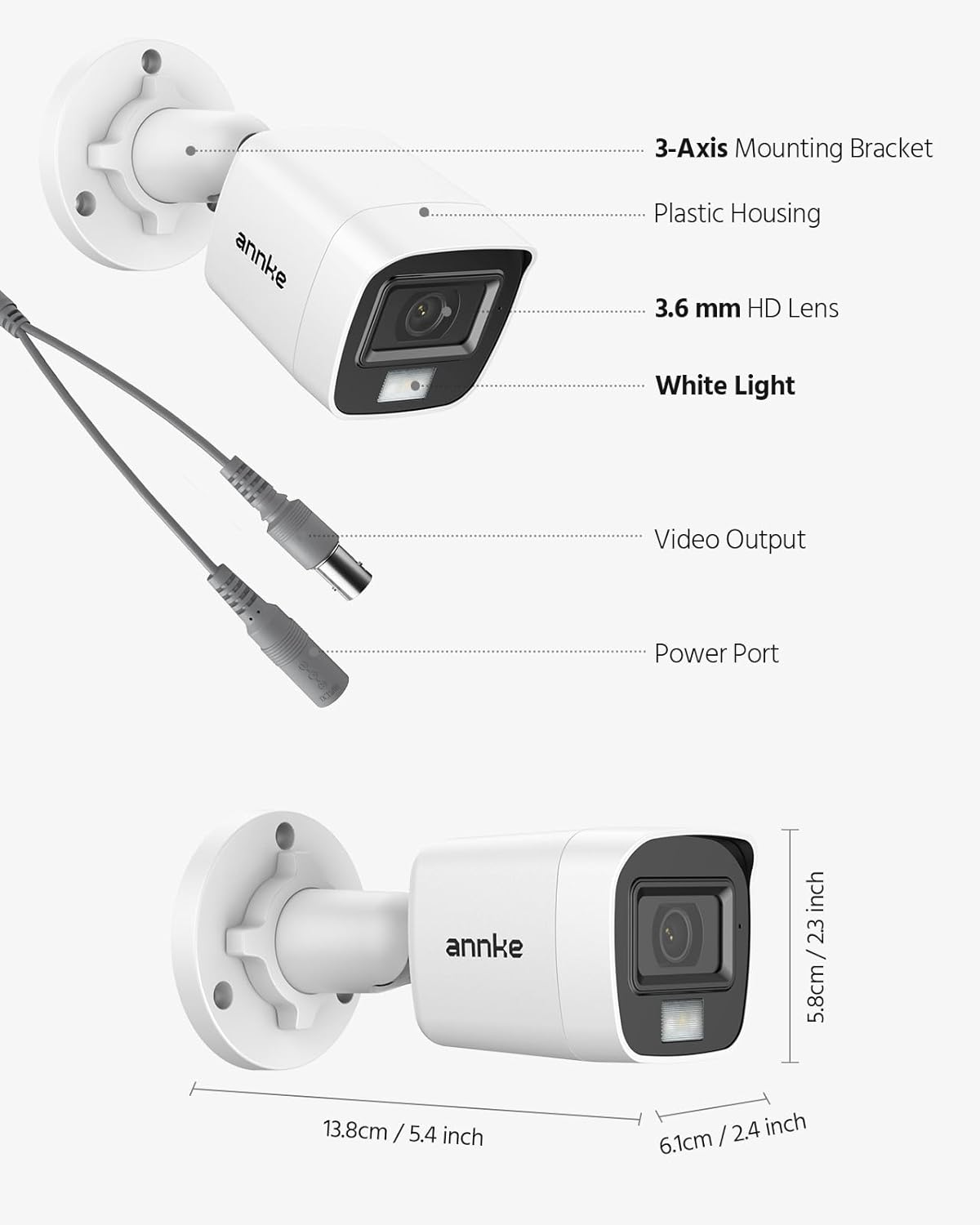 ANNKE 4 Packed 2.0MP 1080P 1920TVL Wired Security Camera Kits, HD TVI Add-on Outdoor CCTV Cameras, Smart Dual Light, IP66 Weatherproof Housing, Home Surveillance Bullet Cam