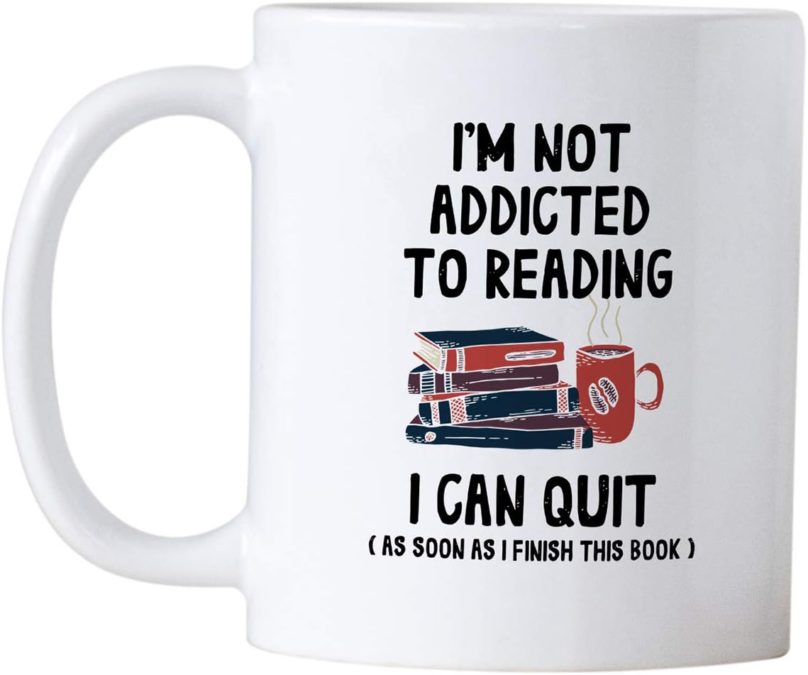 Casitika Funny Book Reading Gifts. I'm Not Addicted To Reading I Can Quit 11 oz Librarian/Bookworm Coffee Mug. Birthday Present Idea for Readers and Literature Lovers.