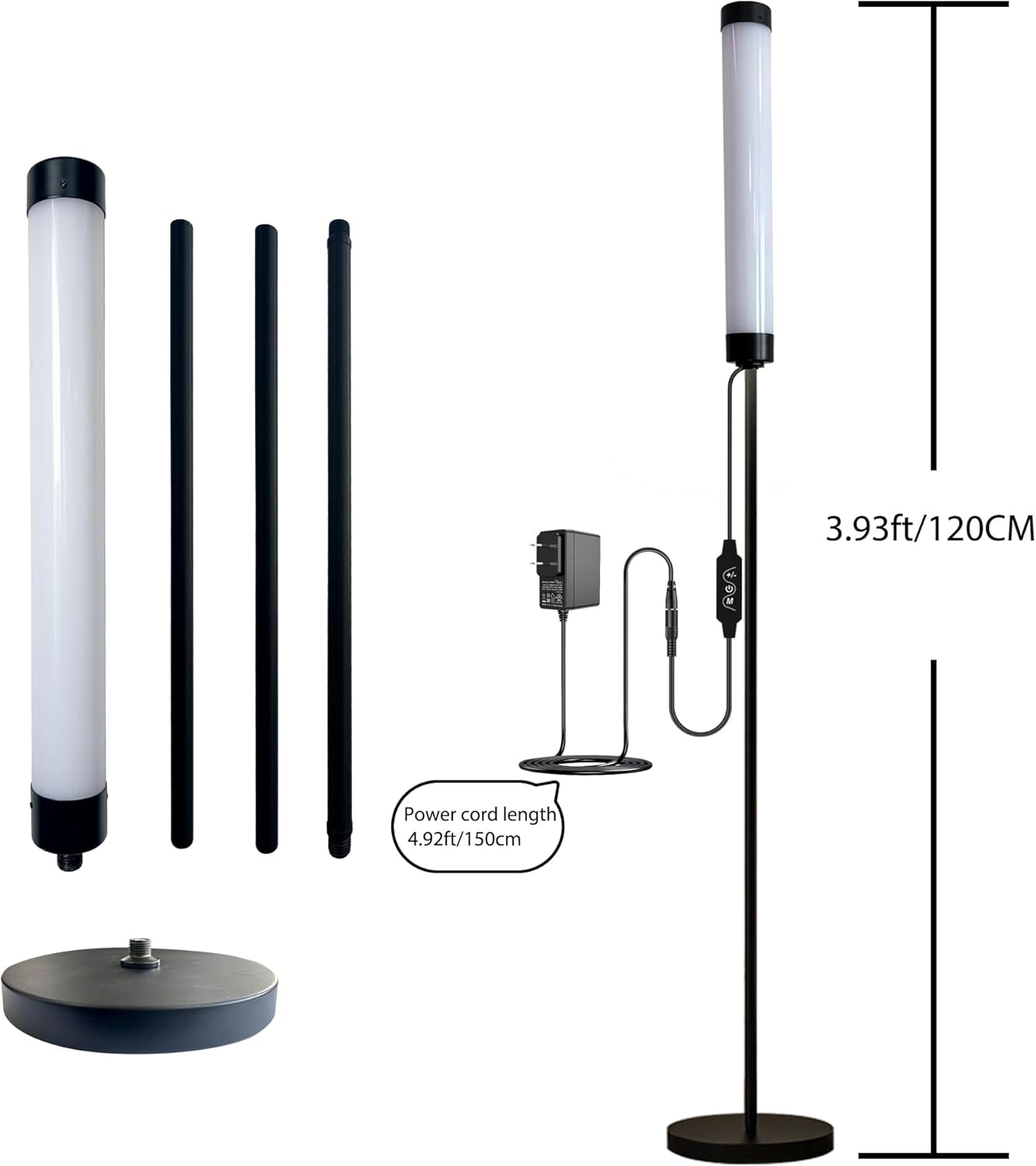 Voice-Activated Led Floor Standing Tall Lamp Custom Color Temperature Pole for Adults and Kids Indoor Bedroom Home Living Room Office (Black-Voice Control)
