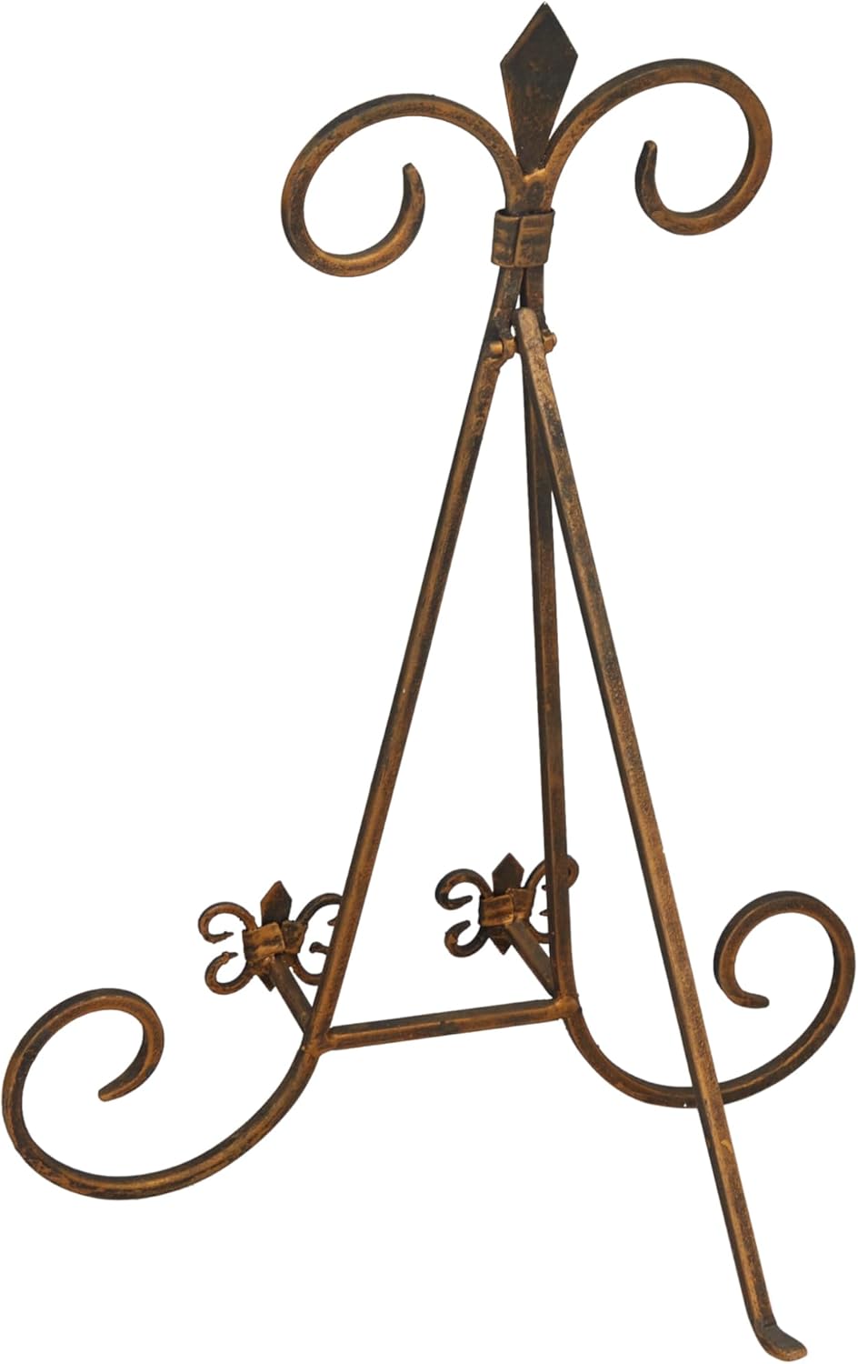 Deco 79 Metal Scroll Display Easel Tabletop Easel with Foldable Stand, Display Stand 11" x 10" x 14", Gold