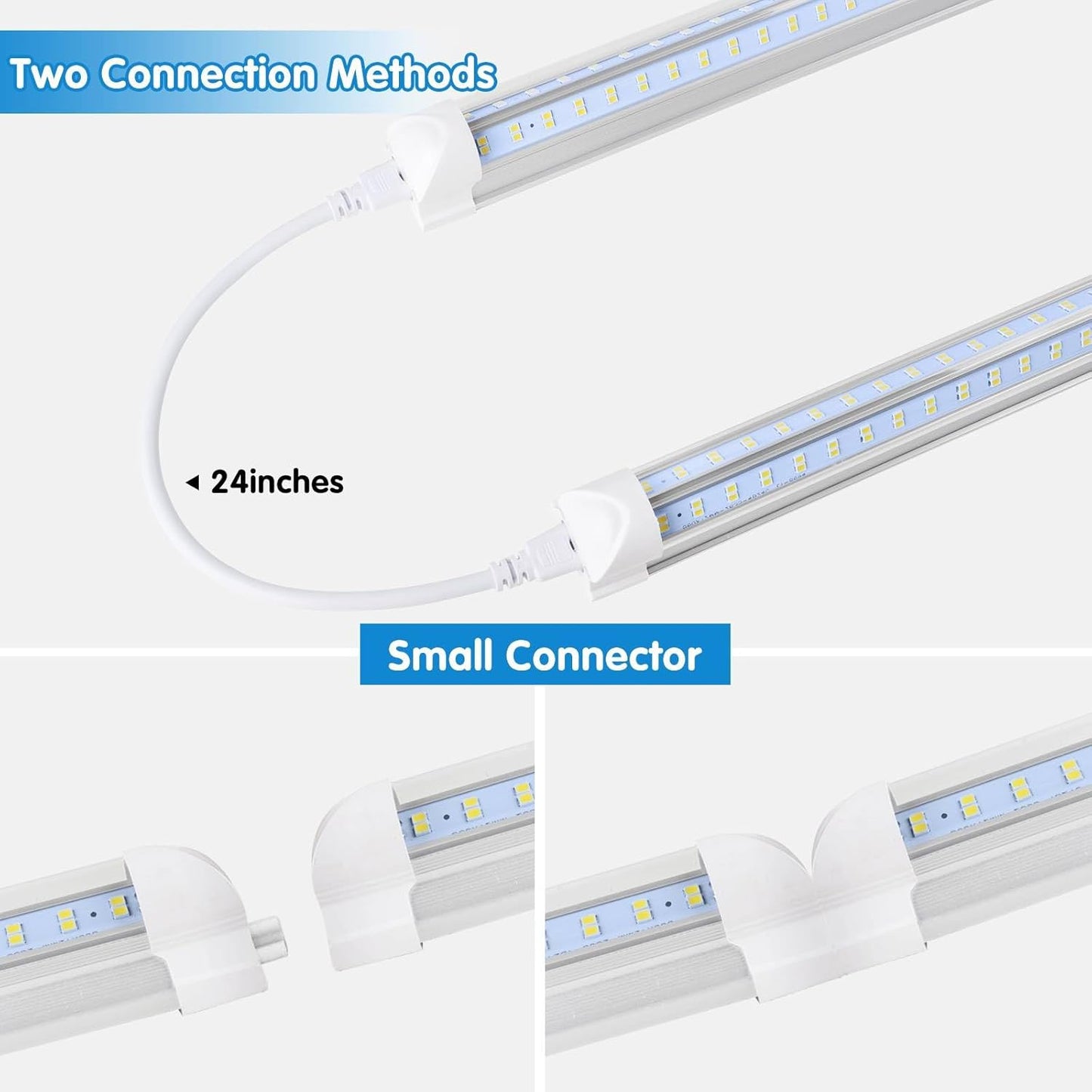 Led Shop Lights,Led Shop Lights 4FT 50W 6500K 7000LM Clear White,Shop Light 4FT 110V Linkable Integrated V-Shape for Shop Garage,Warehouse,Workbench and Workshop Commercial Bay Lighting(4-Pack)