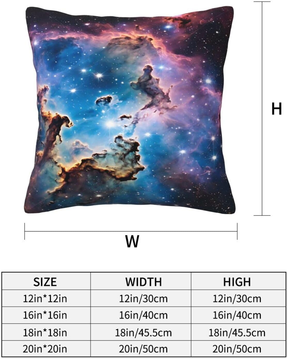 All-Season Square Pillow Covers 18"X18", Colorful Galaxy, Decorative Throw Pillow Covers for Sofa Bed Couch, Hidden Zipper Cushion Cover, Square Lumbar & Accent Pillowcases for Home Decor