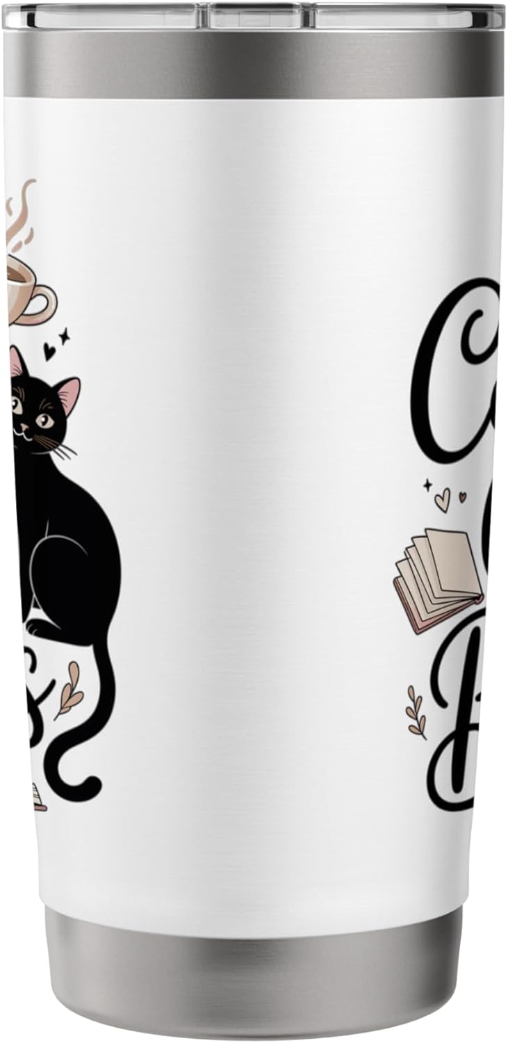 Coffee Cats & Books Funny Book Lover Reading Humor Stainless Steel Insulated Tumbler