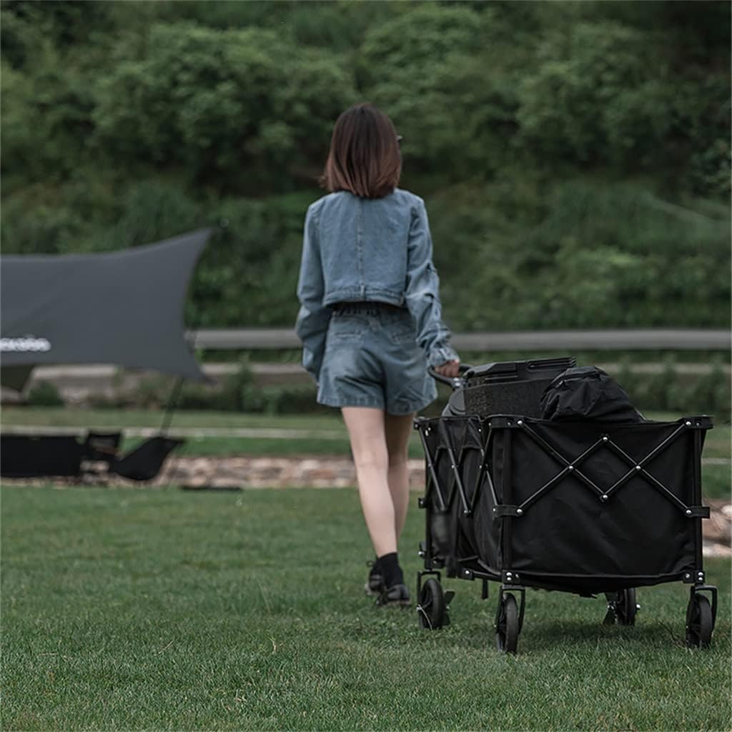 HBJWOV Natural Hiking 200L Outdoor Camp Transport Camping Barrow Portable Camper Storage Detachable Folding Push and Pull