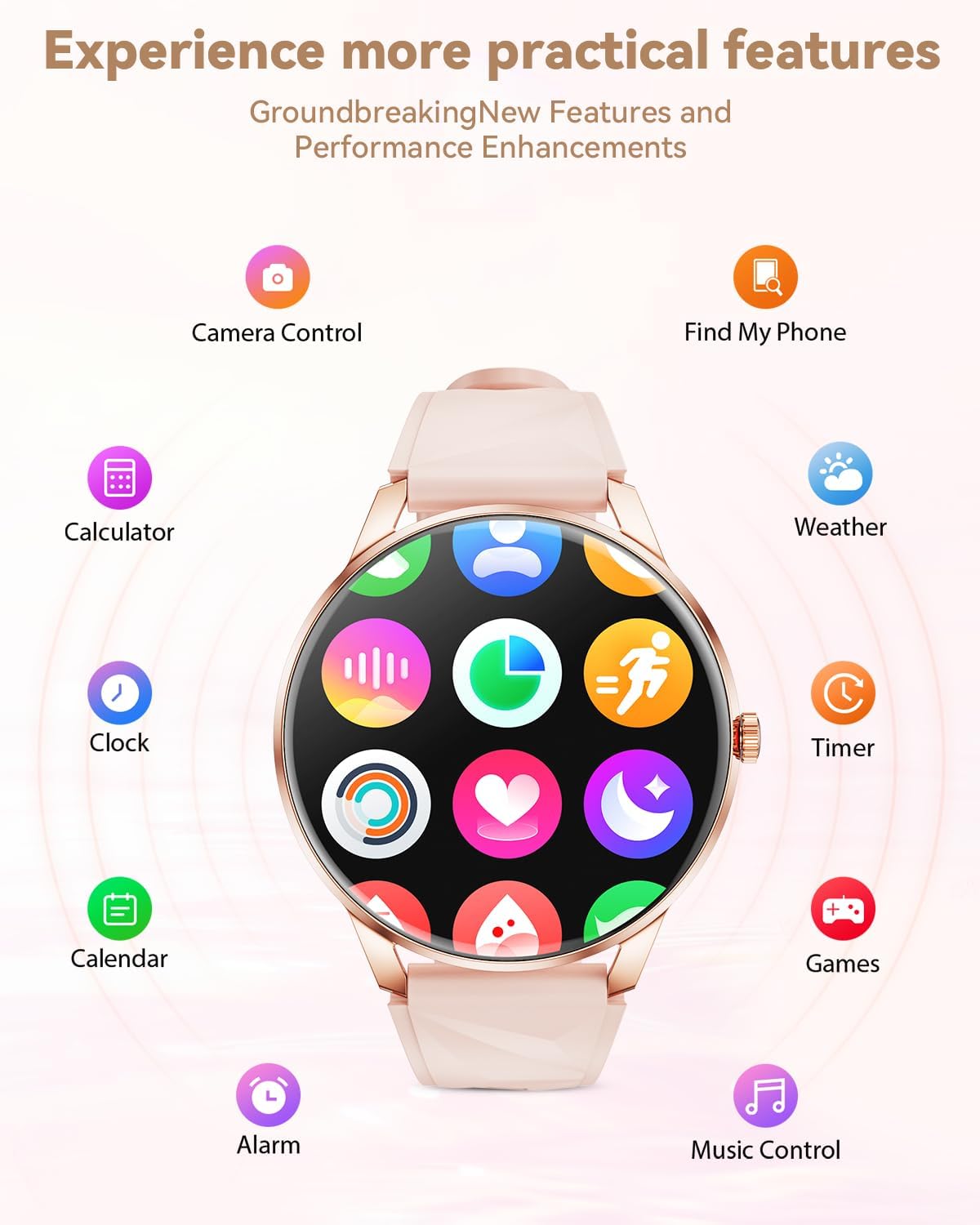Smart Watch for Women Android/iPhone, 1.32" AMOLED Screen Smartwatch with Answer/Make Call/Fitness Tracker/Heart Rate/SpO2/Sleep Monitor/110+ Sport Modes, 2 Bands