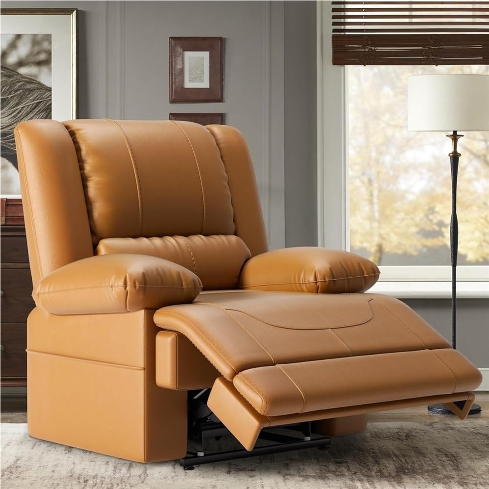 Power Lift Recliner Chair for Elderly Brown Breathable Leather Lay Flat Sleeper with Heat and Massage Infinite Position Lounge Sofa USB Ports for Living Room & Home Theater
