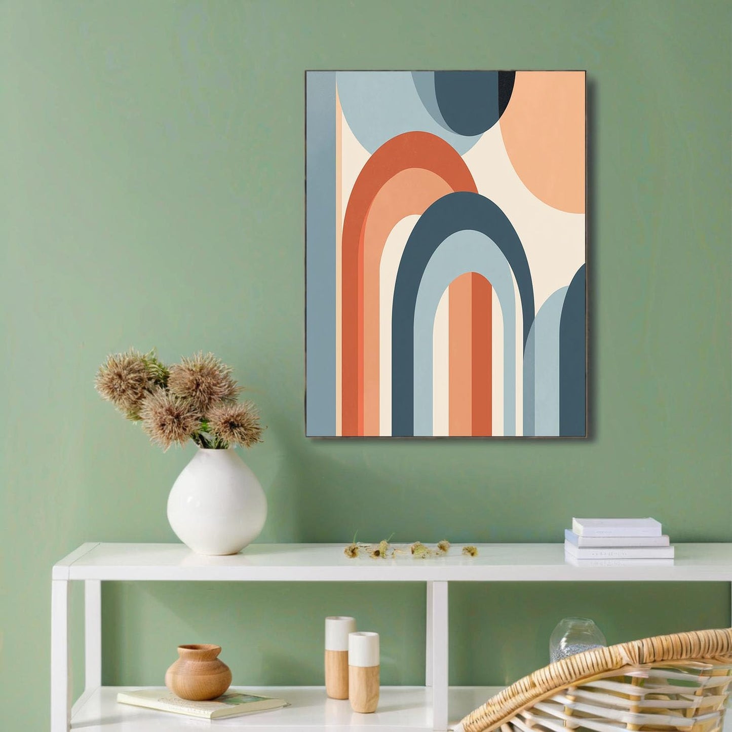 GDJSMIN Modern Art Style Wall Art, Abstract Geometric Blue Graphics Poster For Reading Room Living Room Decor 12X 16 Inch Unframed
