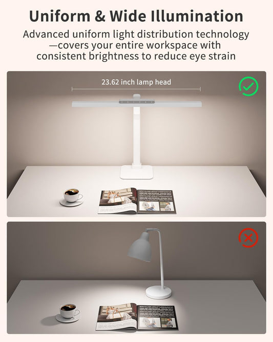 LED Desk Lamp with Base, 24W Brightness Touch Control Desk Light for Home Office, Eye-Caring Tall Adjustable Architect Lights for Reading, Drawing, Crafts, Gaming, Workbench, Study