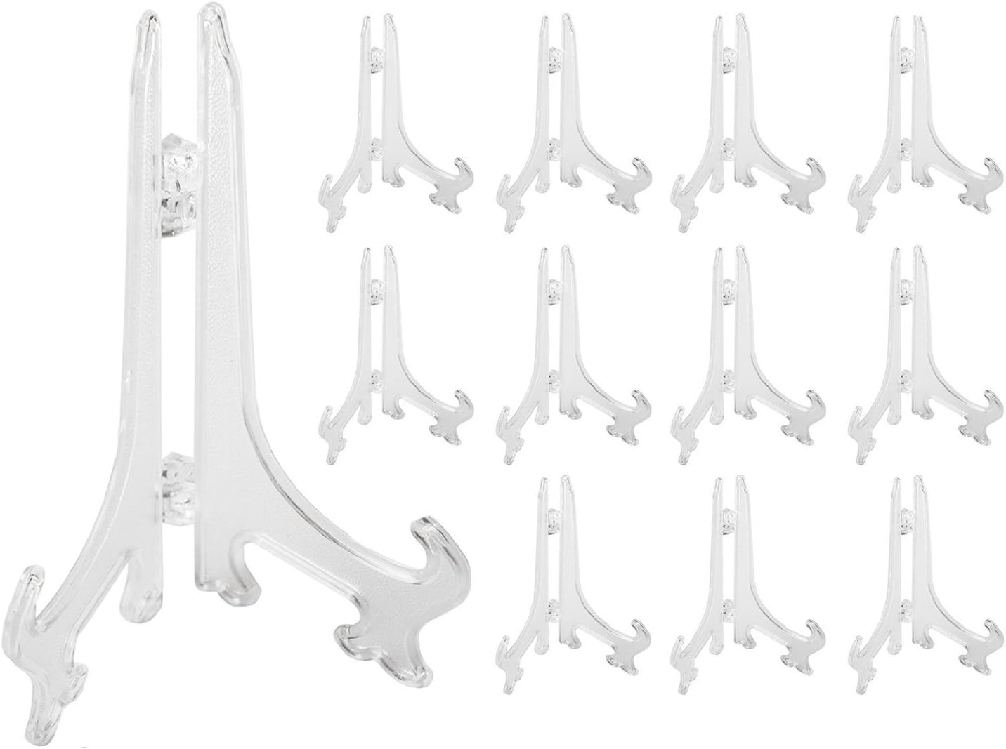 Super Z Outlet 5" Clear Plastic Easels or Stand/Plate Holders to Display Pictures or Other Items at Weddings, Home Decoration, Birthdays, Tables (24)