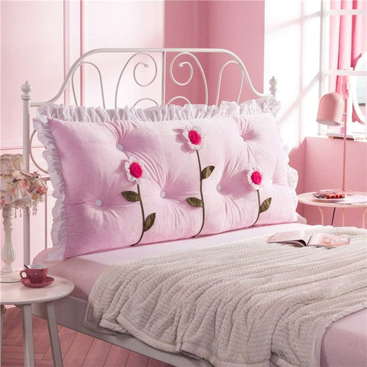 Headboard Bedside Cushion Pads Flowers Large Back Cloth Art Double Bed Pillow Multifunction Washable, 8 Colors (Color : 3#, Size : 120x70cm)