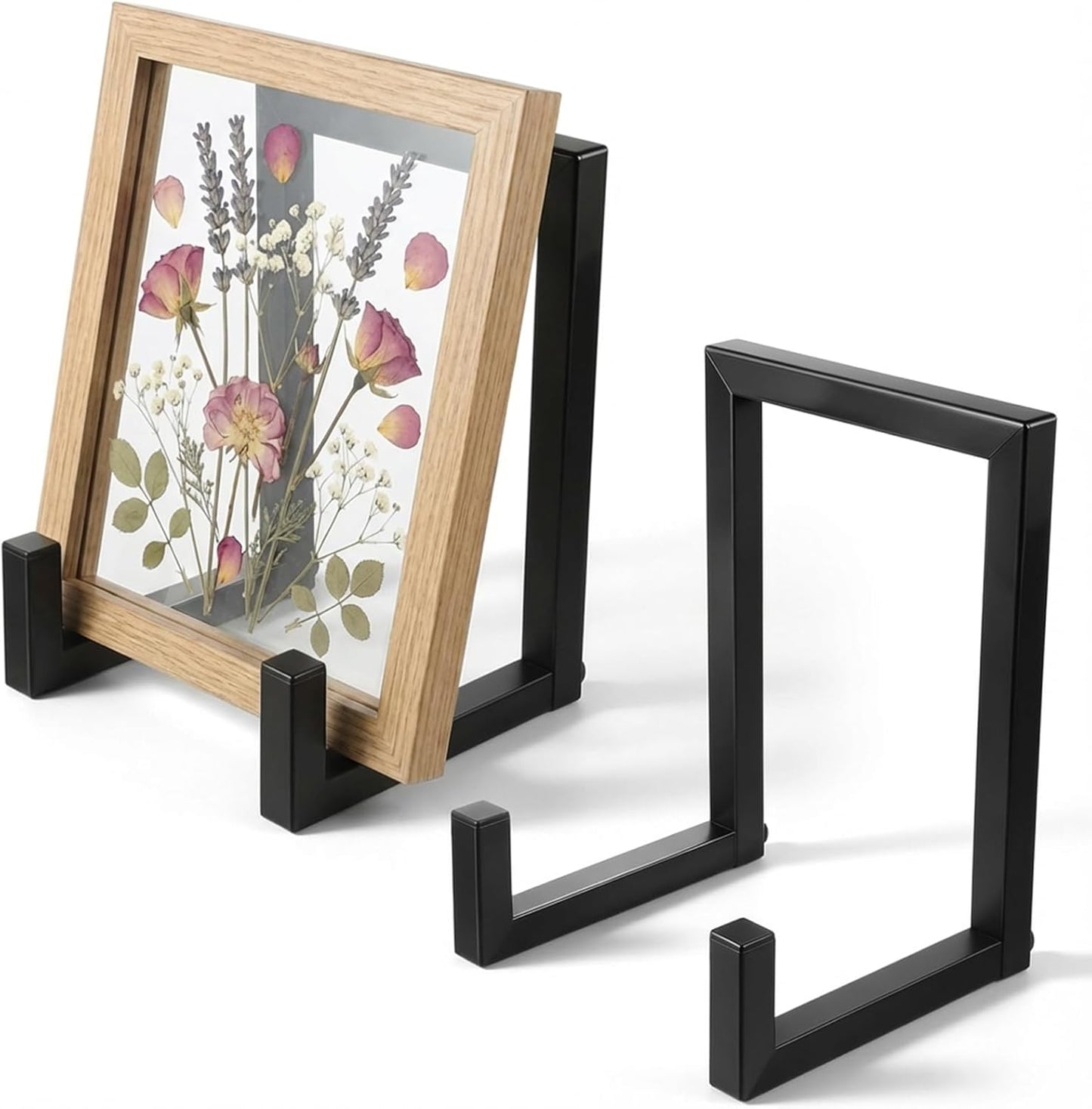 2 PCS Picture Easels for Display Plate Holder Stand, 8 Inch Metal Decorative Plate Holder Tabletop Display for Books, Plates, Photos, Paintings, Crafts and Home Decor-Black