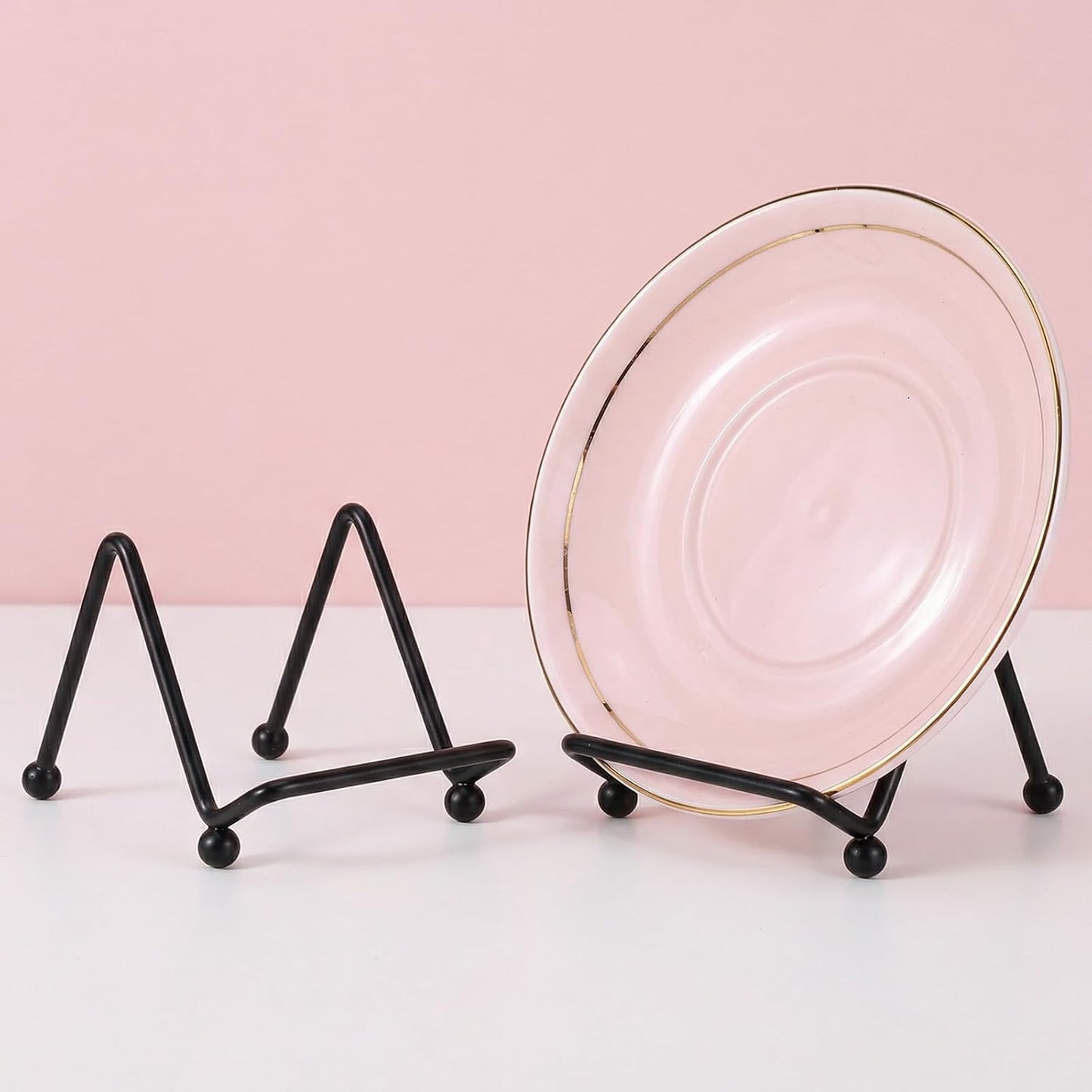 4 Pcs Small Plate Stands for Display, 2 Inch Plate Holders for Displaying, Black Picture Frame Stand, Small Easel Plaque Stand for Picture, Book, Photo Easel, Creation, Square Mobile Phone