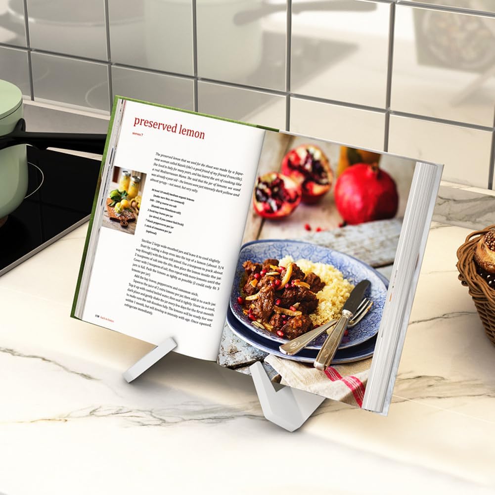 Cookbook Stand, Wooden Recipe Book Holder for Kitchen Counter- Reading Hands Free, Multifunctional Detachable Cookbook Holder Stand for Display of Recipes & Tablets