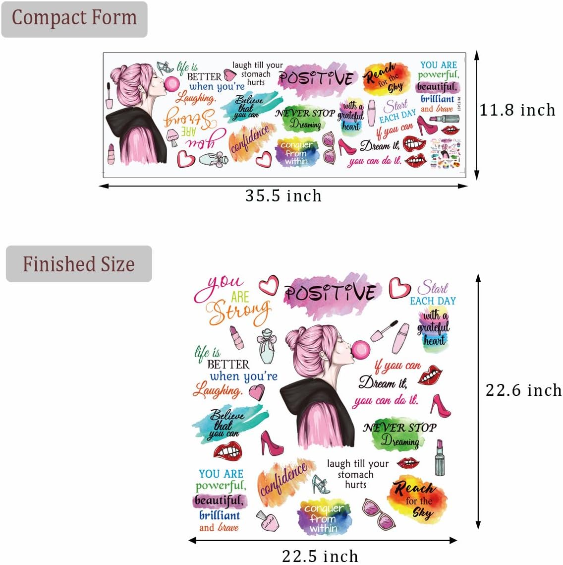Vinyl Wall Quotes Stickers - Inspirational Peel & Stick Motivational Wall Decals for Girl Bedroom & Living Room
