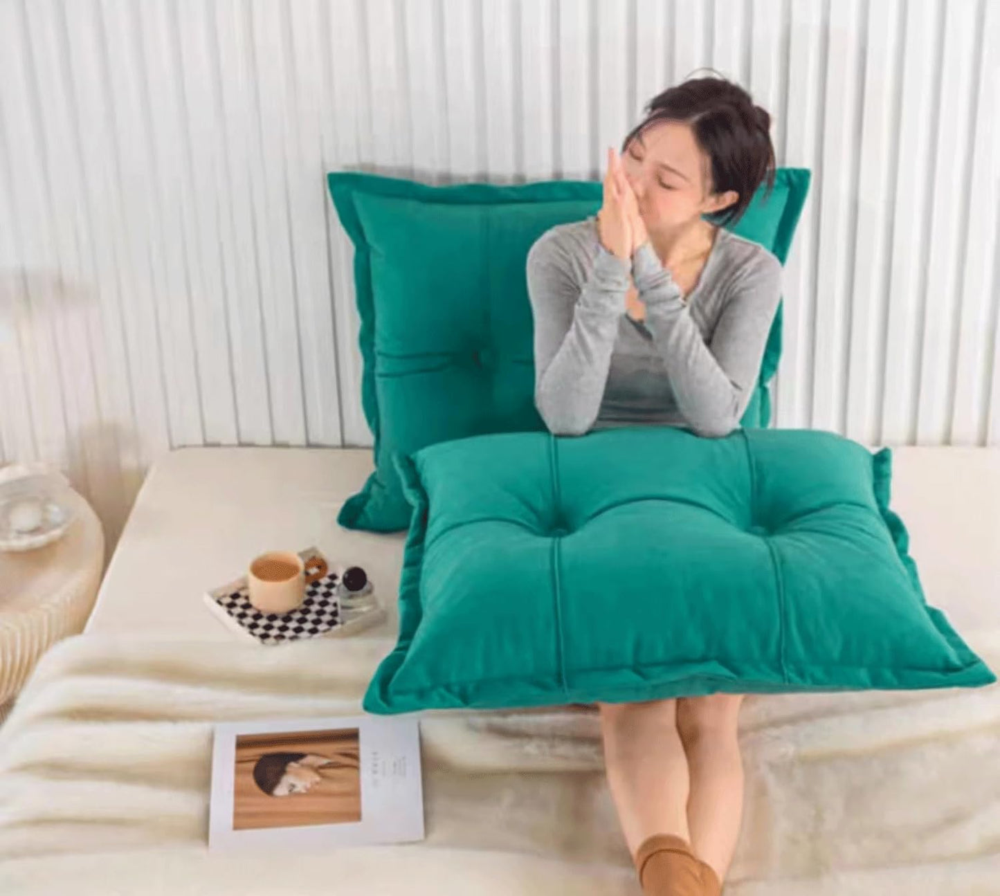 Combination Large Headboard Pillow,Soft Cushion Reading Pillow Bolster Backrest Positioning Support Wedge Pillow(Size:200cm / 78.7in(Combination of 2),Color:Green1)
