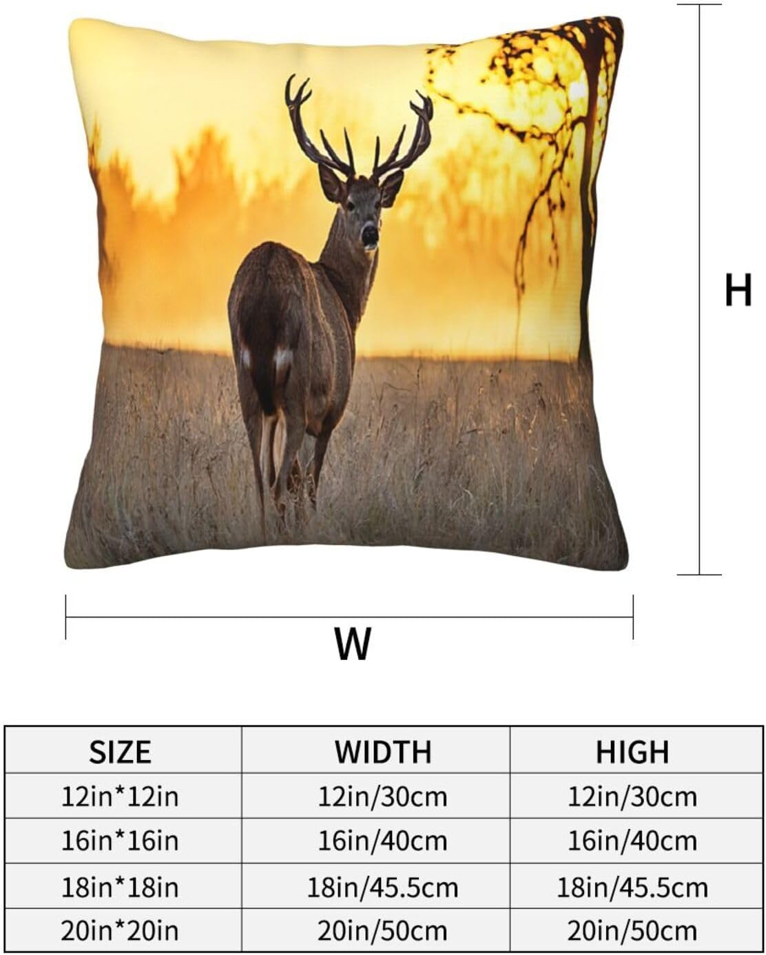 All-Season Square Pillow Covers 18"X18", Antler Red Deer, Decorative Throw Pillow Covers for Sofa Bed Couch, Hidden Zipper Cushion Cover, Square Lumbar & Accent Pillowcases for Home Decor