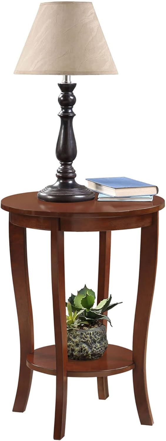 Convenience Concepts American Heritage Round End Table with Shelf, Espresso