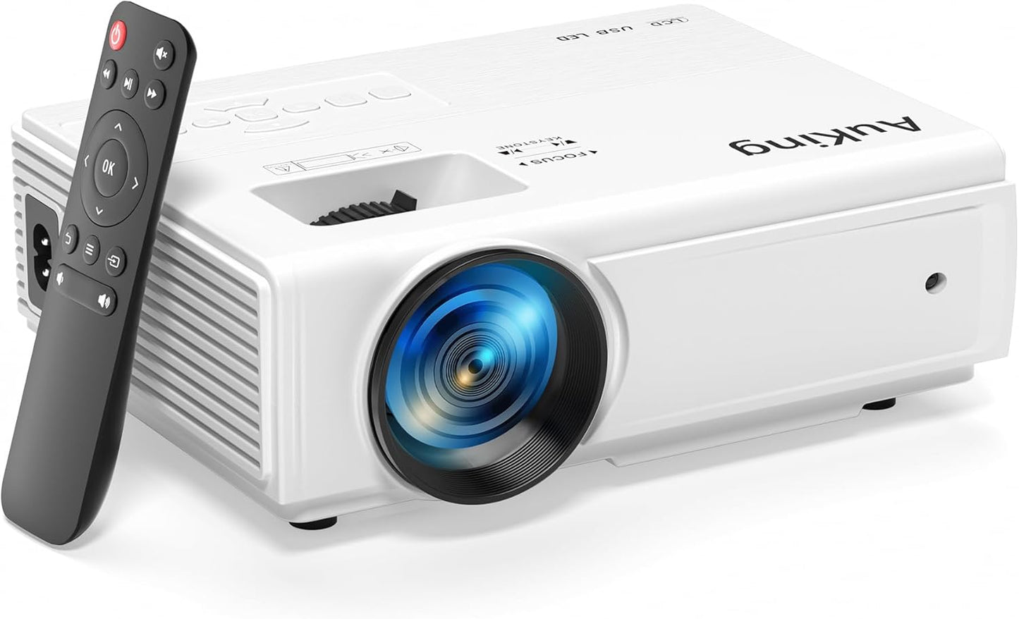 AuKing Projector, 2026 Upgraded Mini Projector, Full HD 1080P Home Theater Video Projector, Compatible with HDMI/USB/AV/Smartphone/TV Box/Laptop