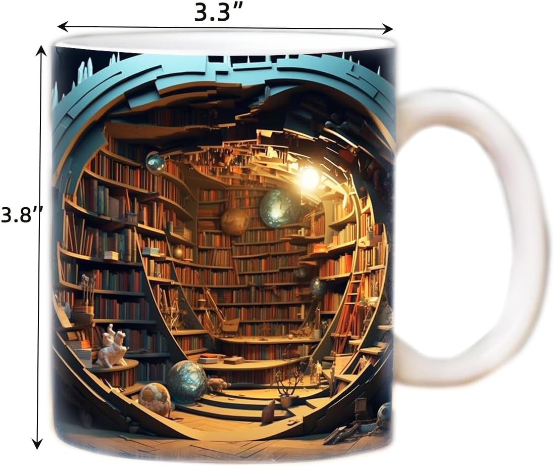 3D Shelf Library Coffee Cup - Librarian Cup Club Gifts for Readers (11oz, Blue)